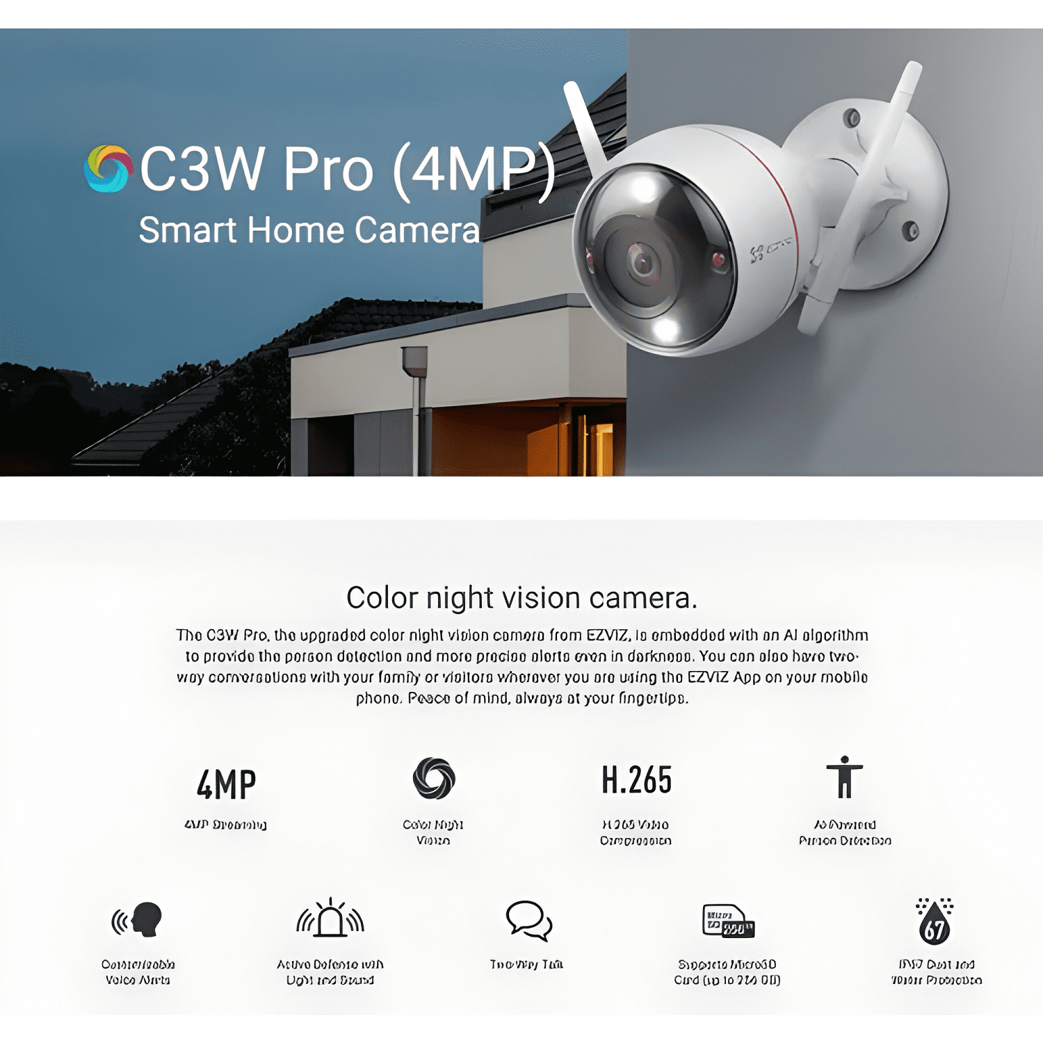 Cámara de Seguridad Ezviz C3W Pro CS-C3W-A0-3H4WFRL Blanco-3