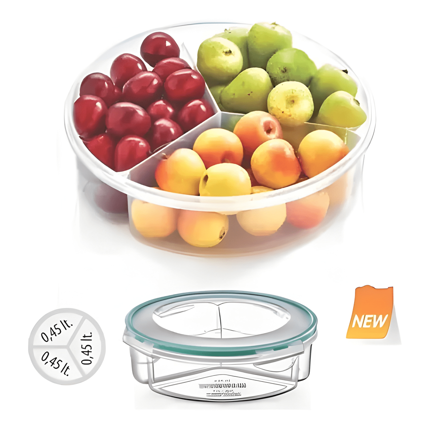 Pote hermético plástico 3 div 450 ml apto microondas-2