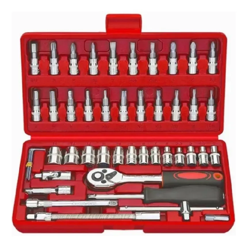 Juego De Herramientas Mecánicas Dados Llaves Acero 46 Pcs-0