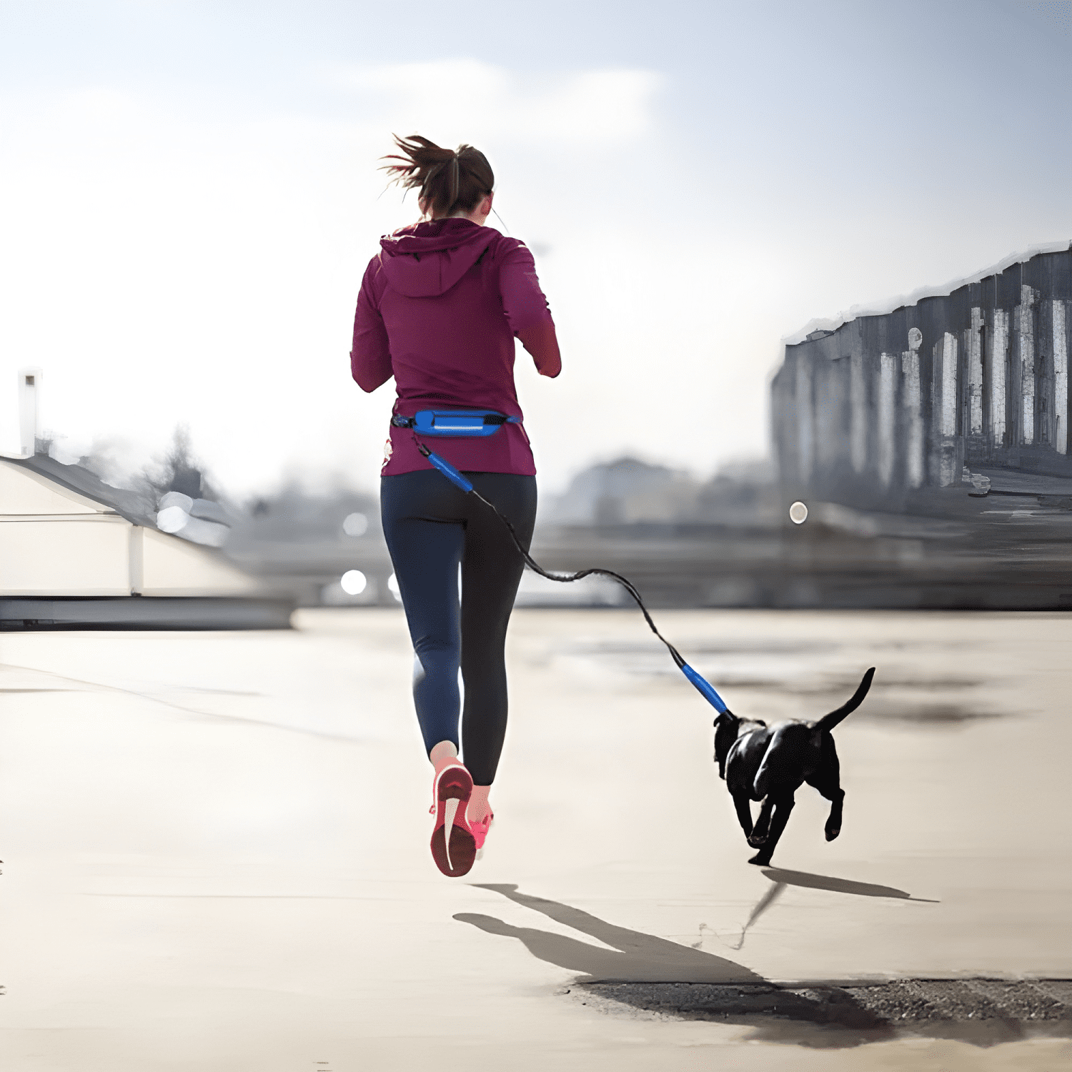 Correa cinturón para correr con tu perro running Rosa-4