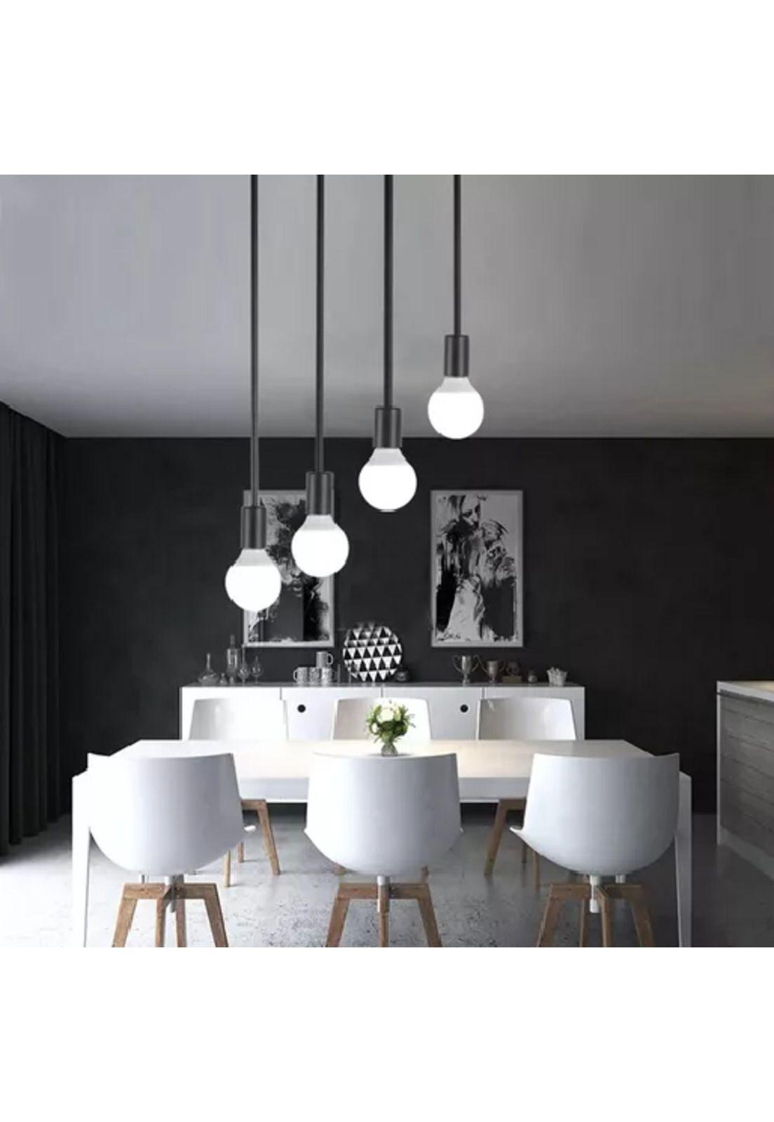 Soquete E27 lámpara colgante 3 unidades color negro-5