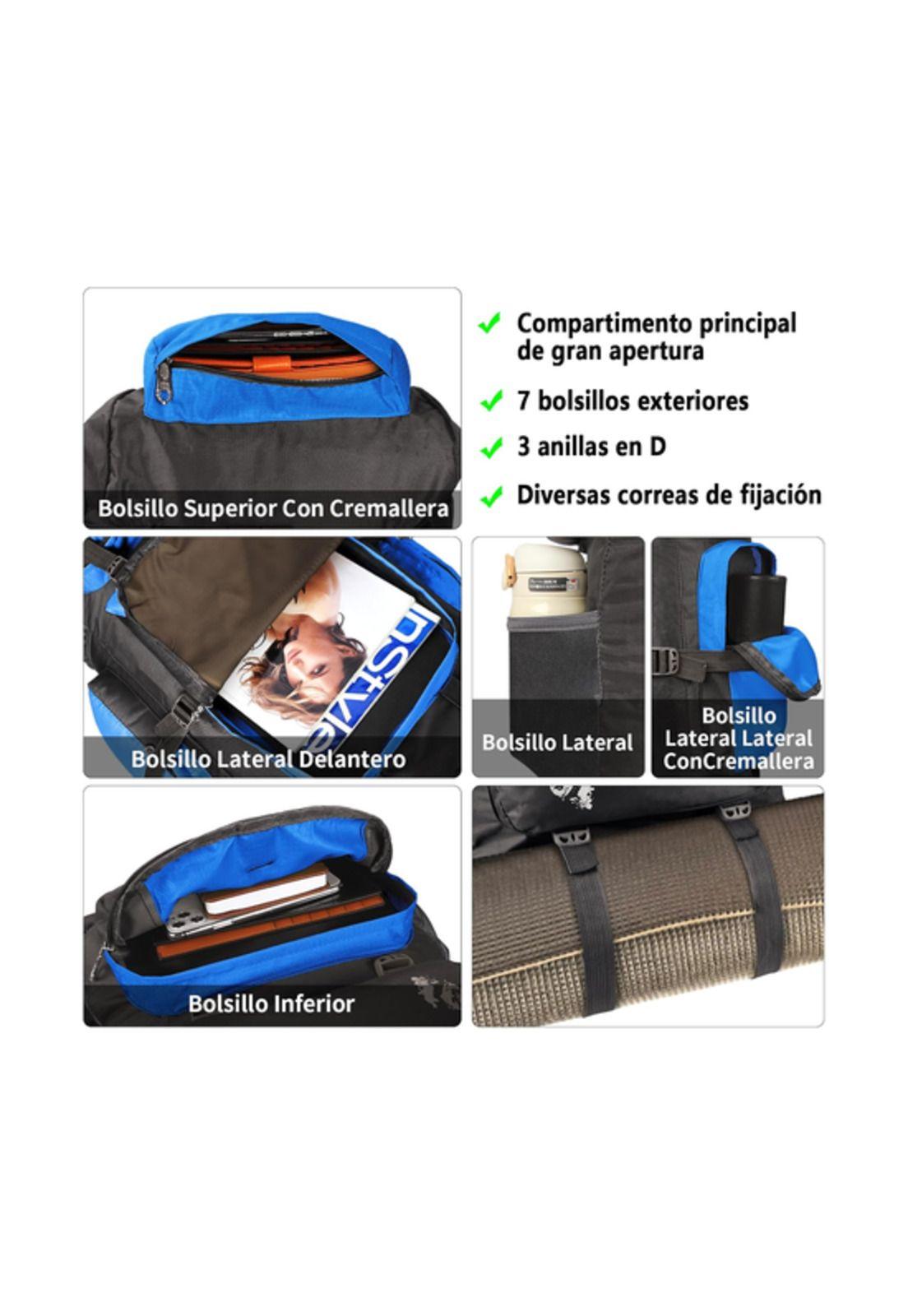Mochila impermeable de 90L color azul-2