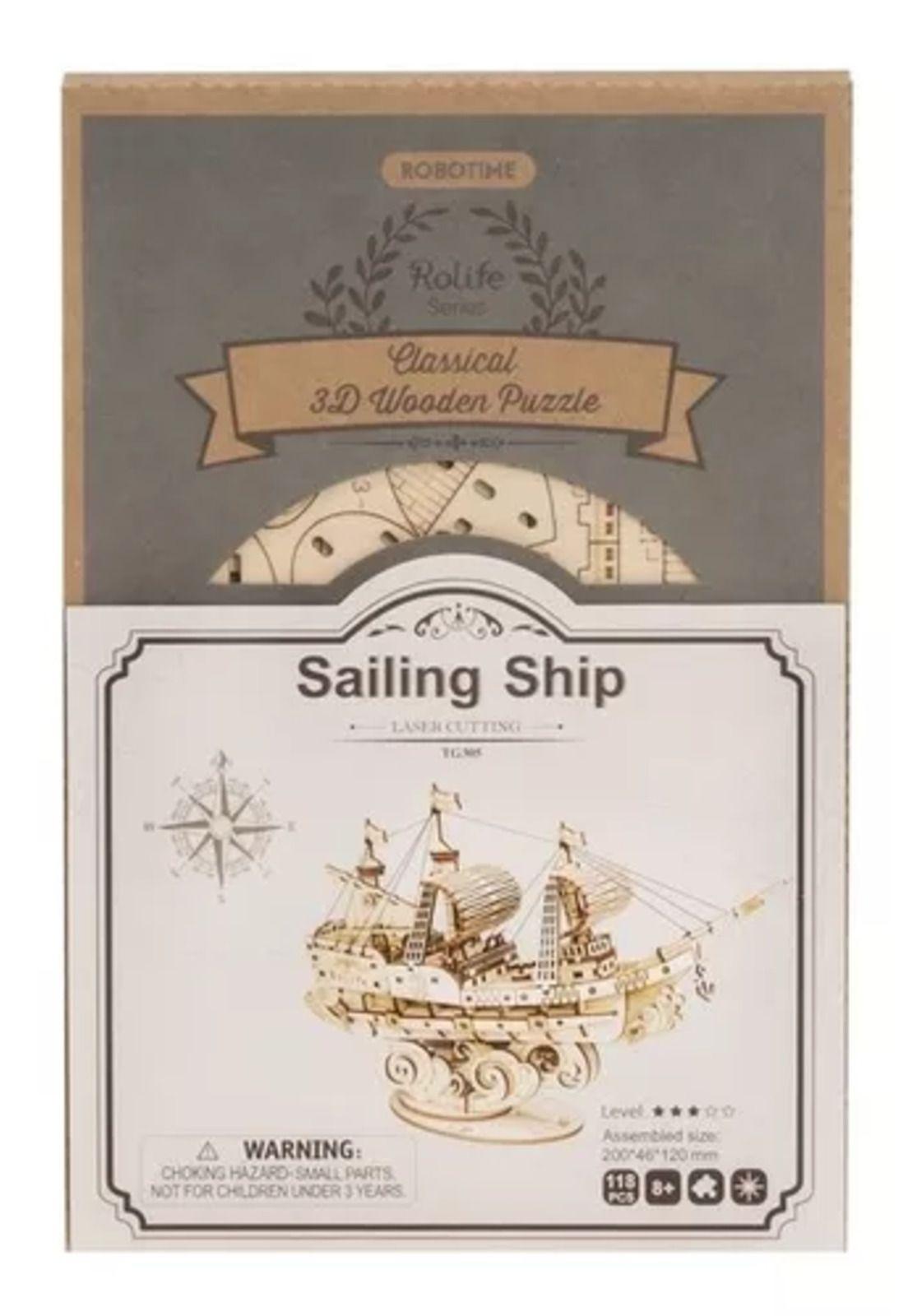 Barco mercante, puzzle 3D, color crema-2