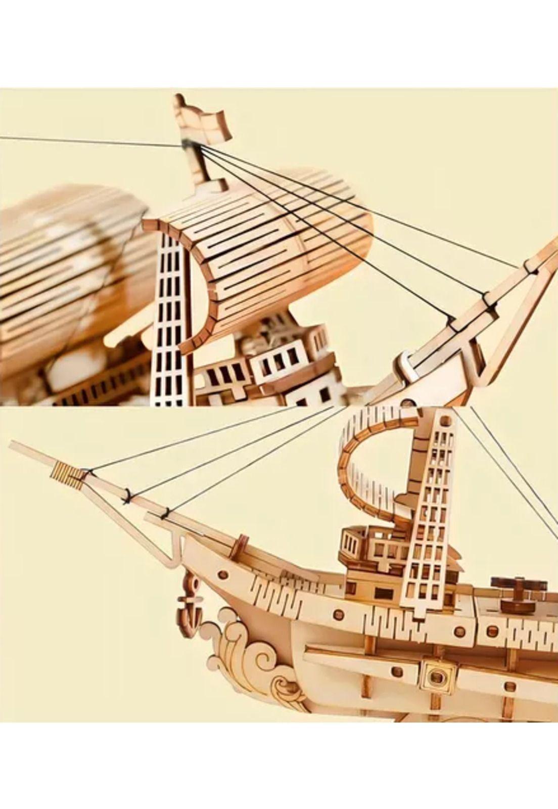 Barco mercante, puzzle 3D, color crema-4