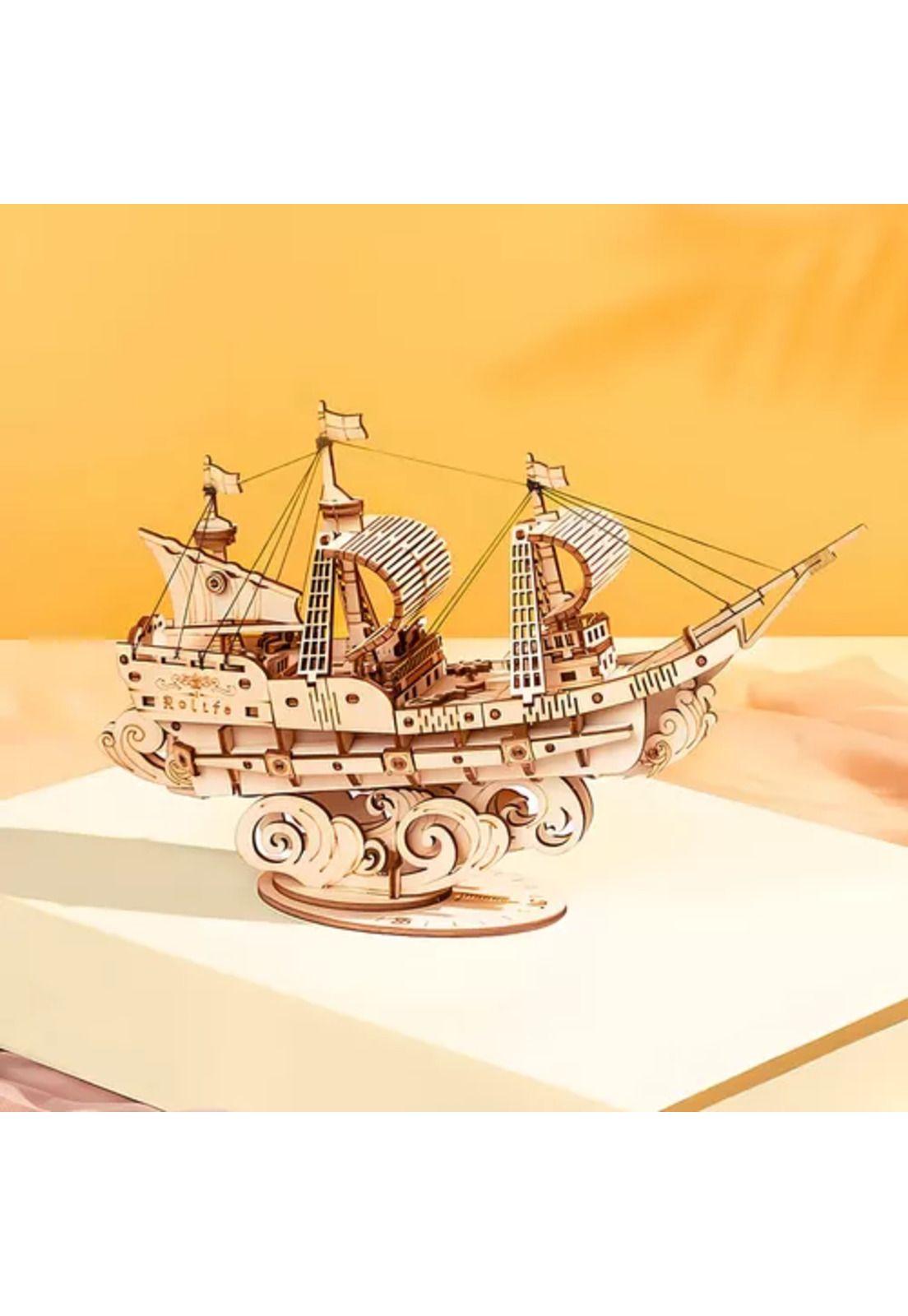 Barco mercante, puzzle 3D, color crema-5