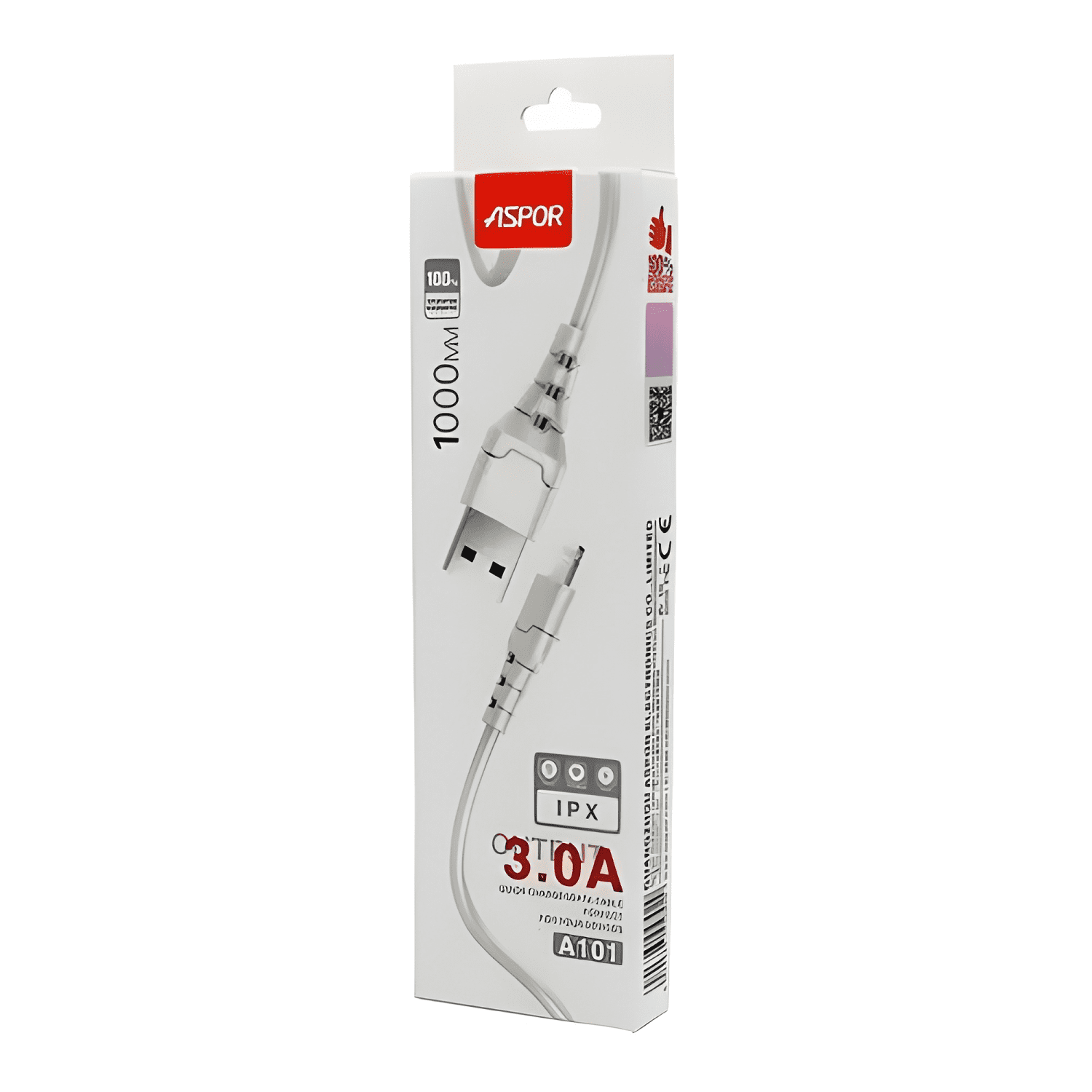 Cable carga rápida 3.0a aspor a101 compatible con lightning-4