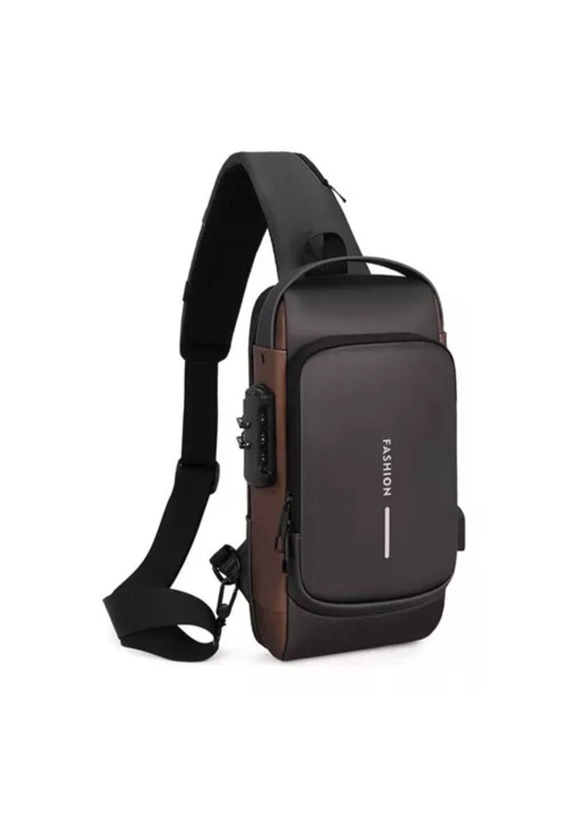 Bolsa de pecho antirrobo para hombre con carga USB color negro-2
