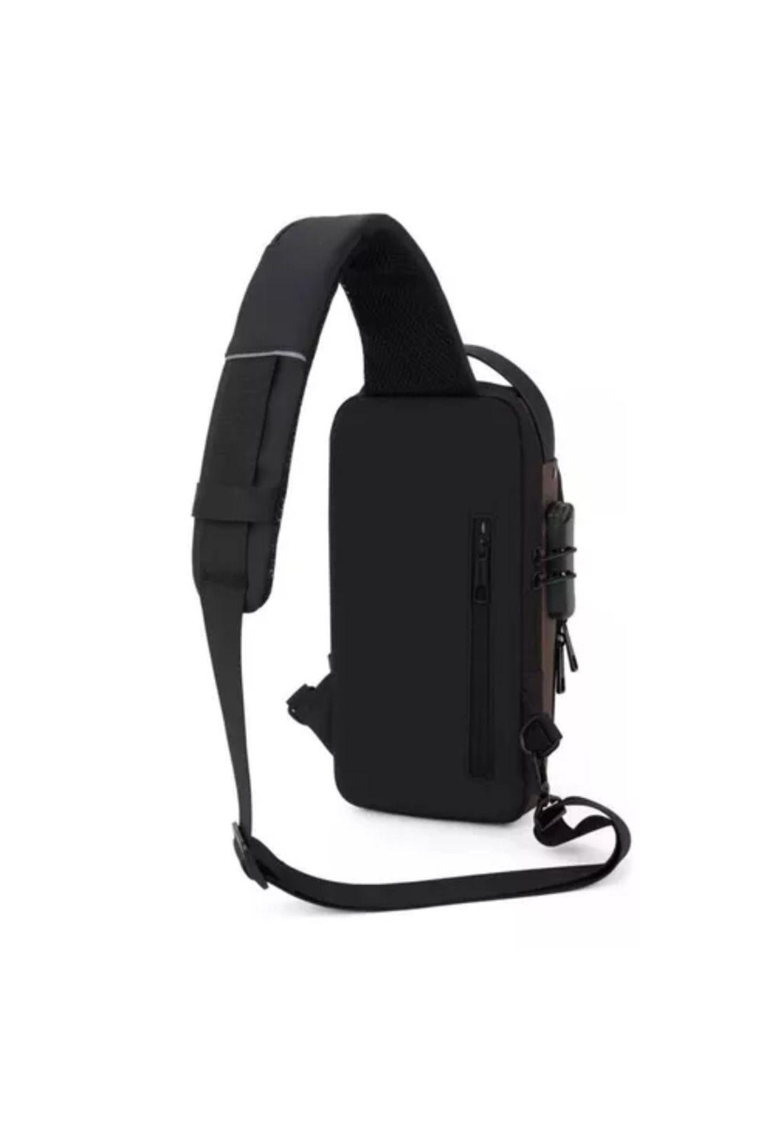 Bolsa de pecho antirrobo para hombre con carga USB color negro-4