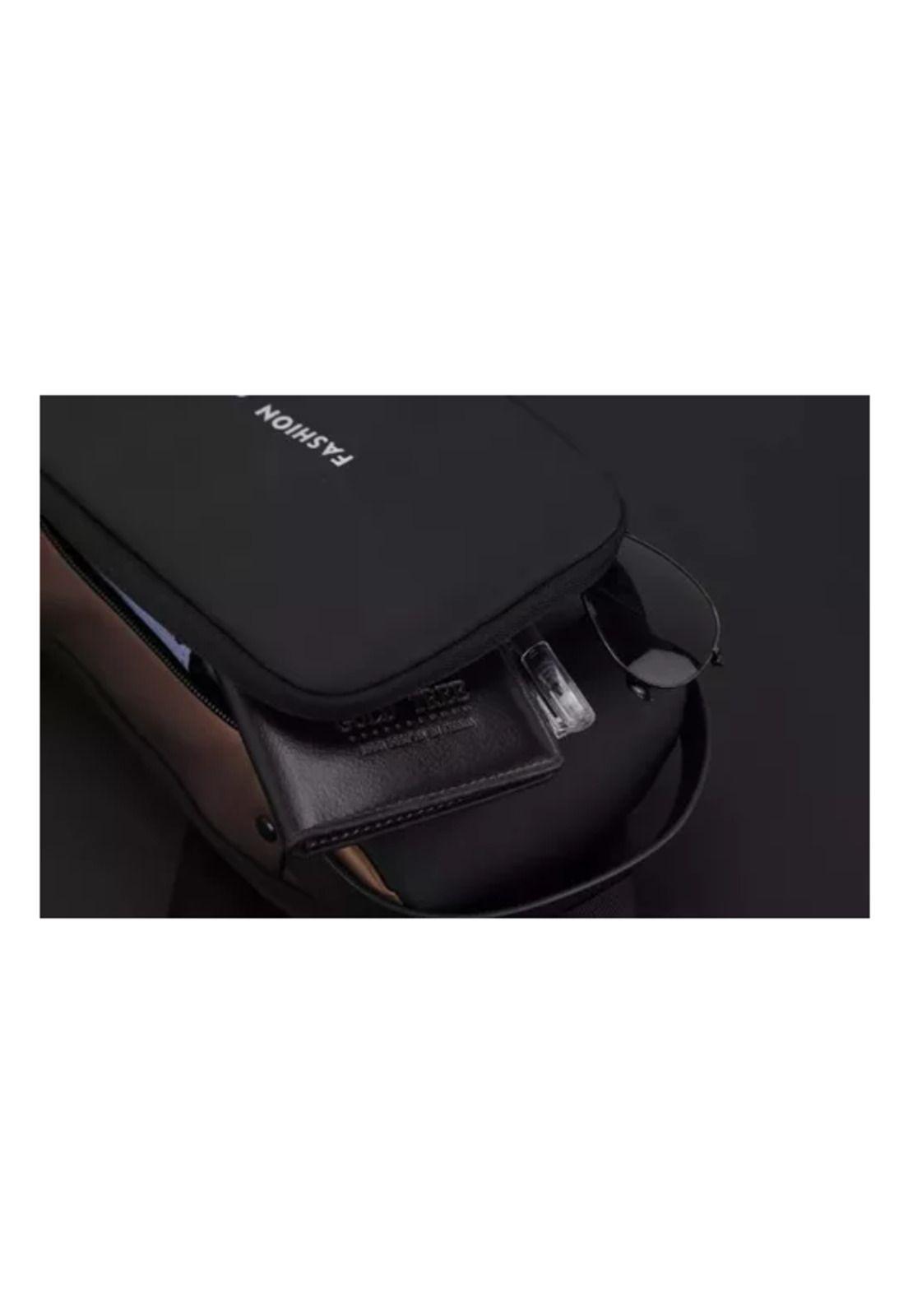 Bolsa de pecho antirrobo para hombre con carga USB color negro-5