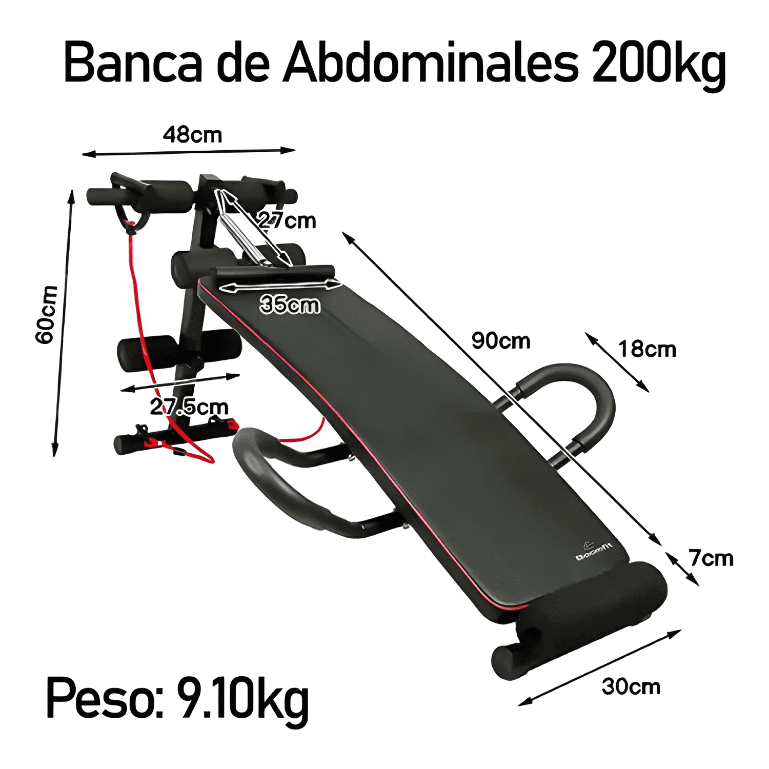 Banco de abdominales Boomfit ajustable 4 modos negro #2-1