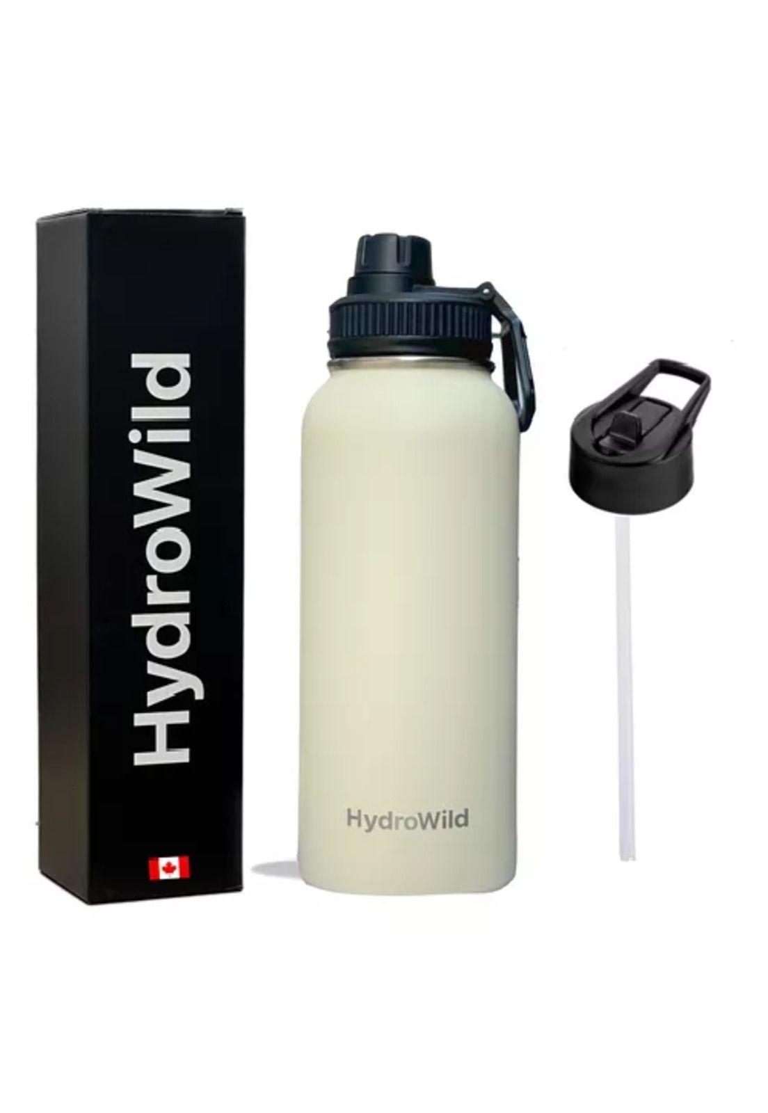 Botella térmica de 1 litro, inoxidable, Hydrowild, 1000 ml, con tapas, color marfil-0