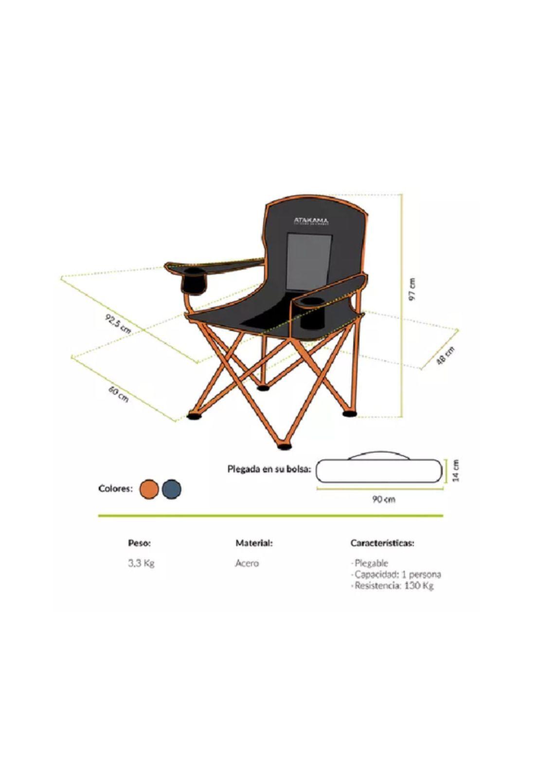 Silla plegable camping Llaima XL Atakama outdoor naranja-2