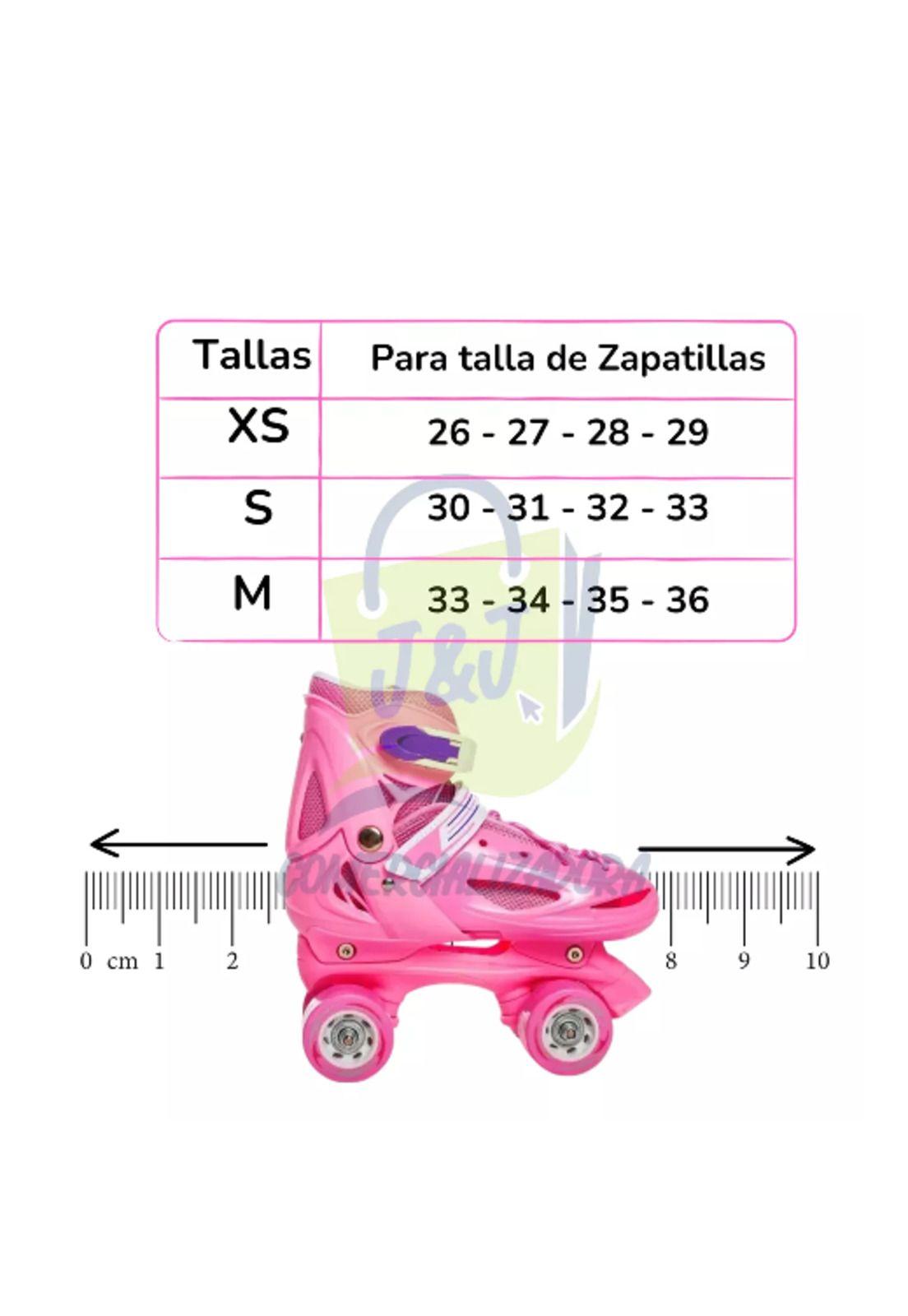 Patines rollers niña más protectores y casco talla M 30-33, rosado-3