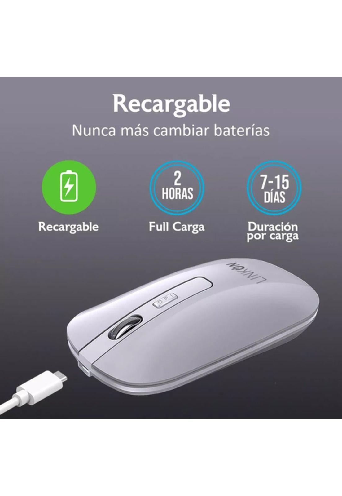 Mouse Inalámbrico Dual Bluetooth USB Recargable para Mac/Windows Blanco Linkon-2