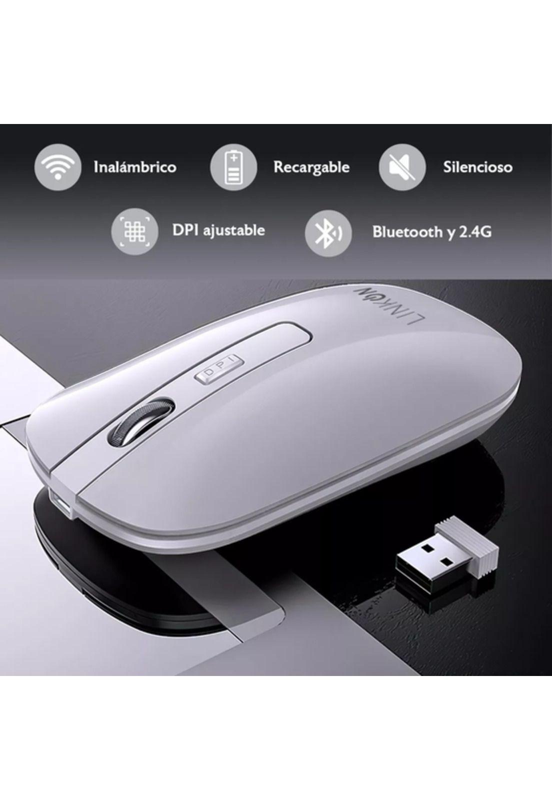 Mouse Inalámbrico Dual Bluetooth USB Recargable para Mac/Windows Blanco Linkon-4