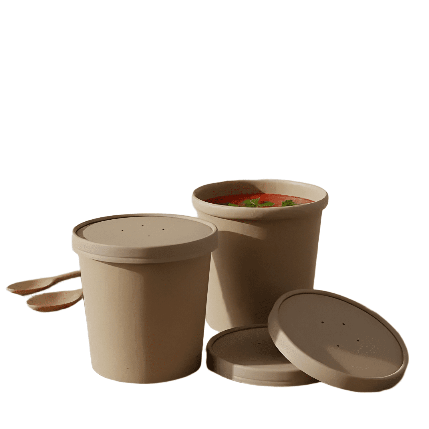 Pote contenedor kraft 12 oz con tapa cartón 30u-0