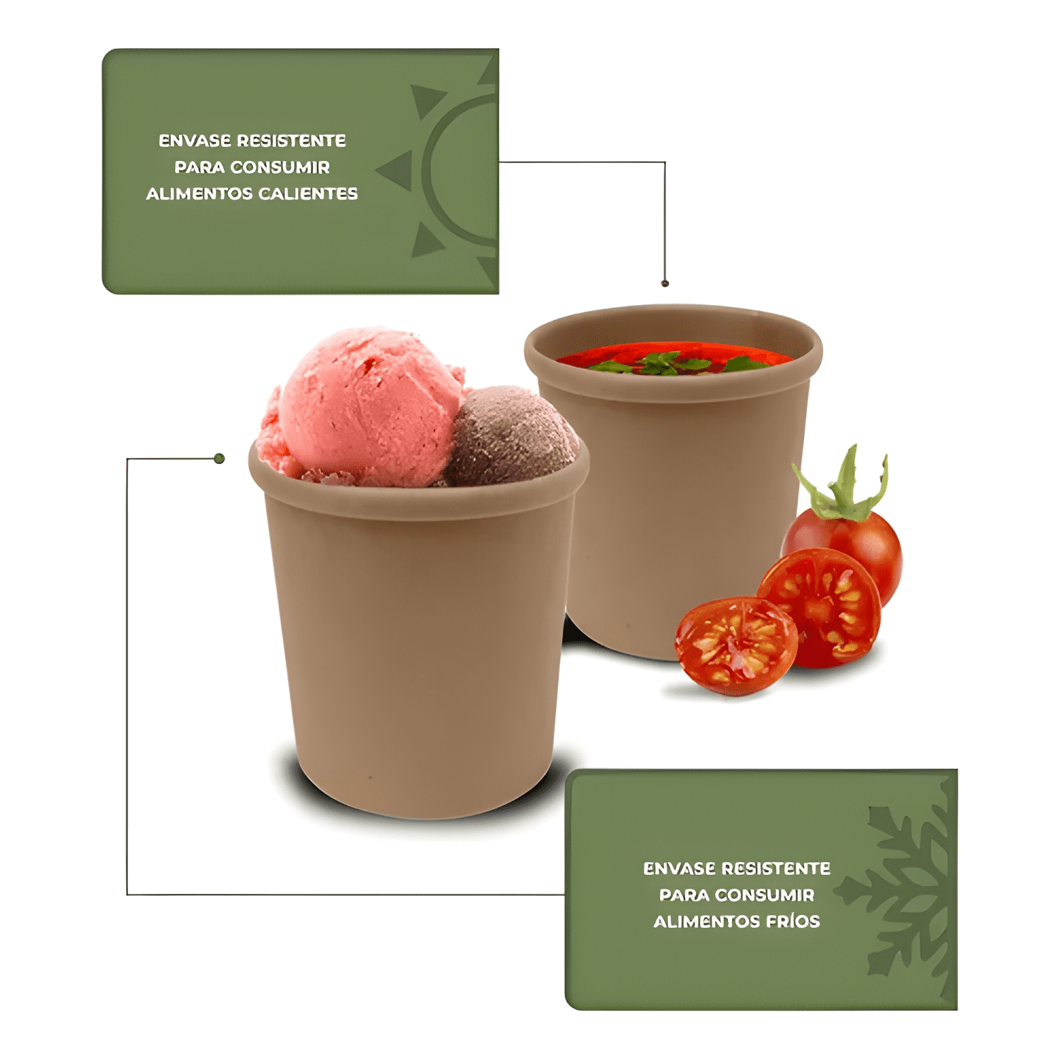 Pote contenedor kraft 12 oz con tapa cartón 30u-2