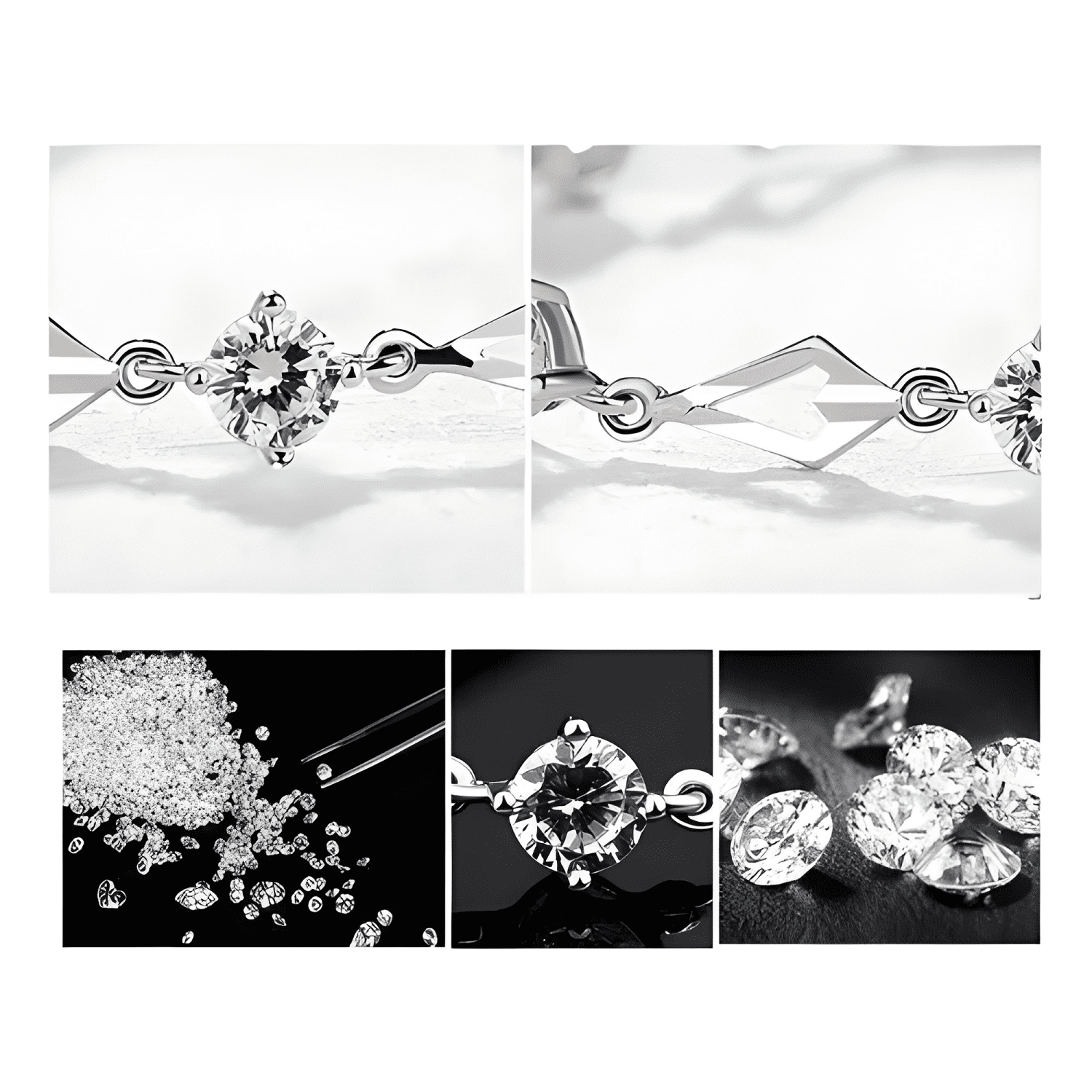 Pulsera de plata fina 925 amatista +caja redonda Lila #8-2