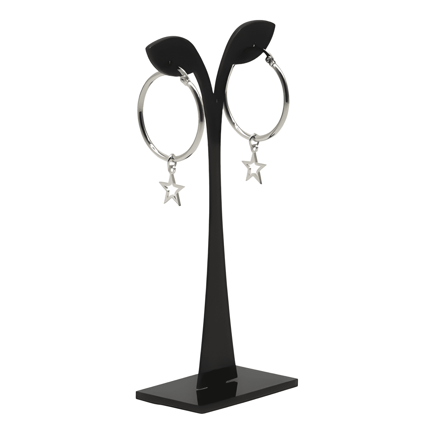 Aros Argollas C-dije Estrella Acero Quirúr Argaces 30mm 1pr-0