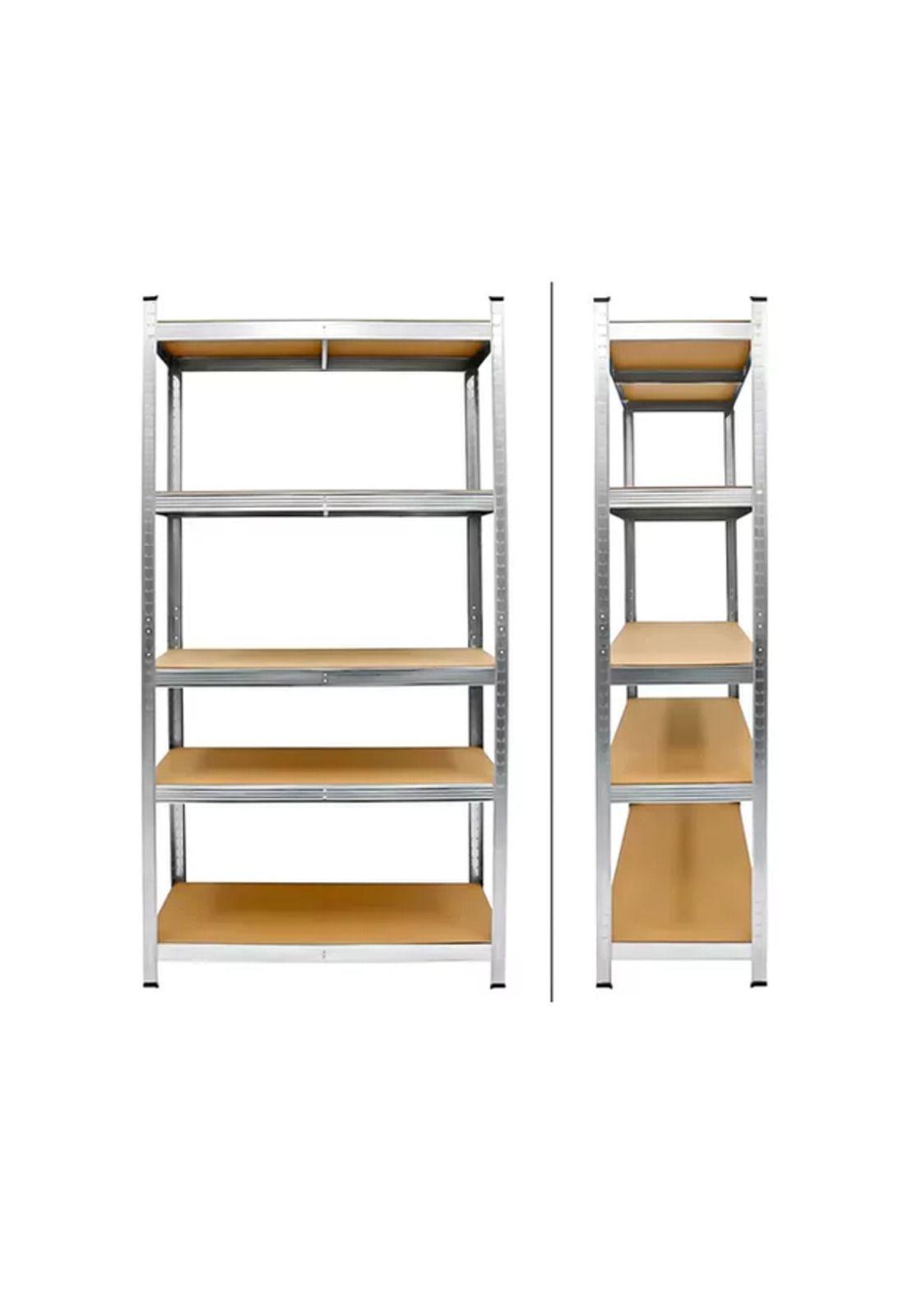 Pack 2 Estantes Metálicos Oficina 180x90x40cm Organizador Aspor Plateado 5 Niveles-2