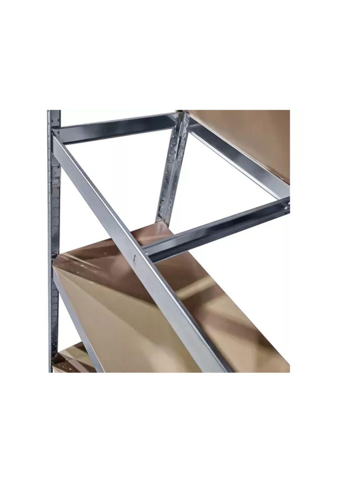 Pack 2 Estantes Metálicos Oficina 180x90x40cm Organizador Aspor Plateado 5 Niveles-3