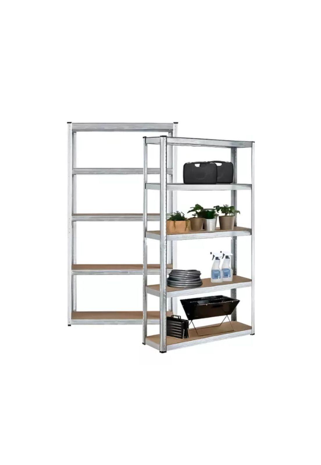 Pack 2 Estantes Metálicos Oficina 180x90x40cm Organizador Aspor Plateado 5 Niveles-5