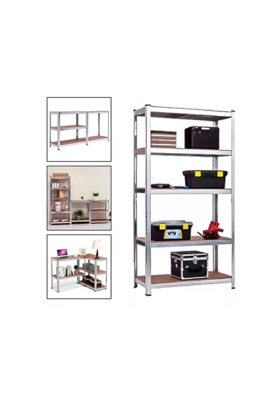 Pack 2 Estantes Metálicos Oficina 180x90x40cm Organizador Aspor Plateado 5 Niveles-6