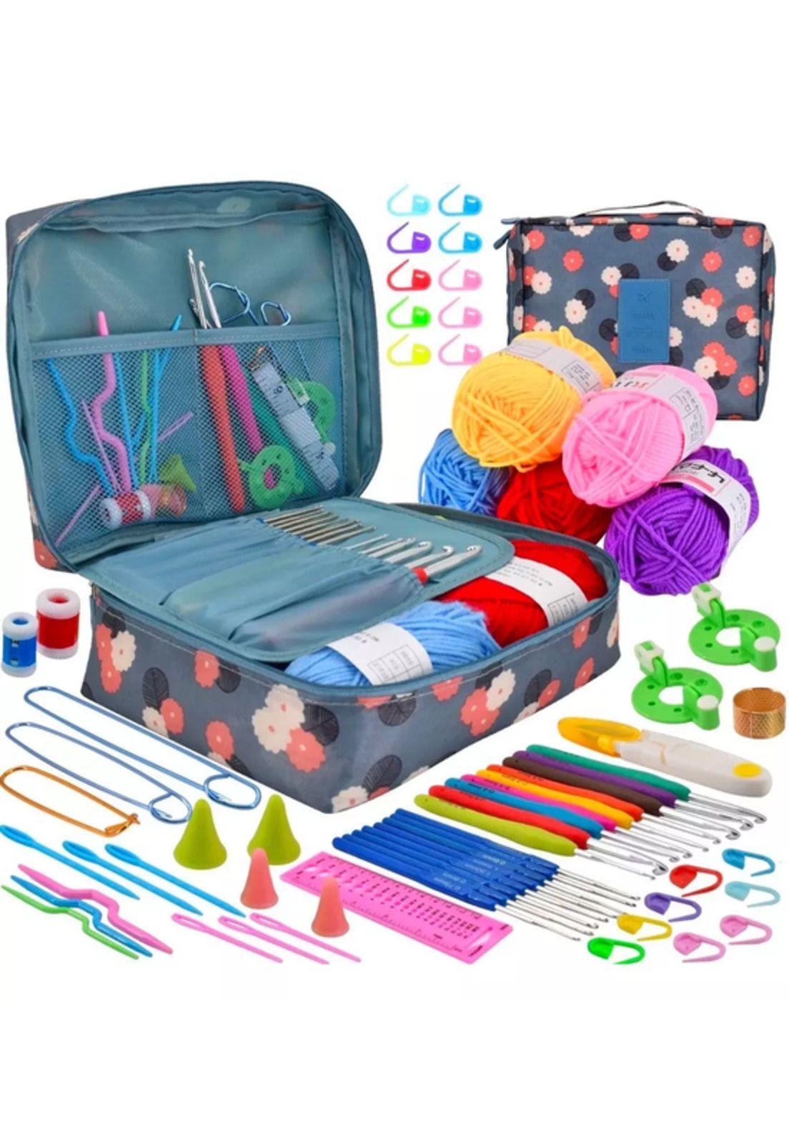 Set con Estuche de Crochet de Silicona con Accesorios para Tejer-2