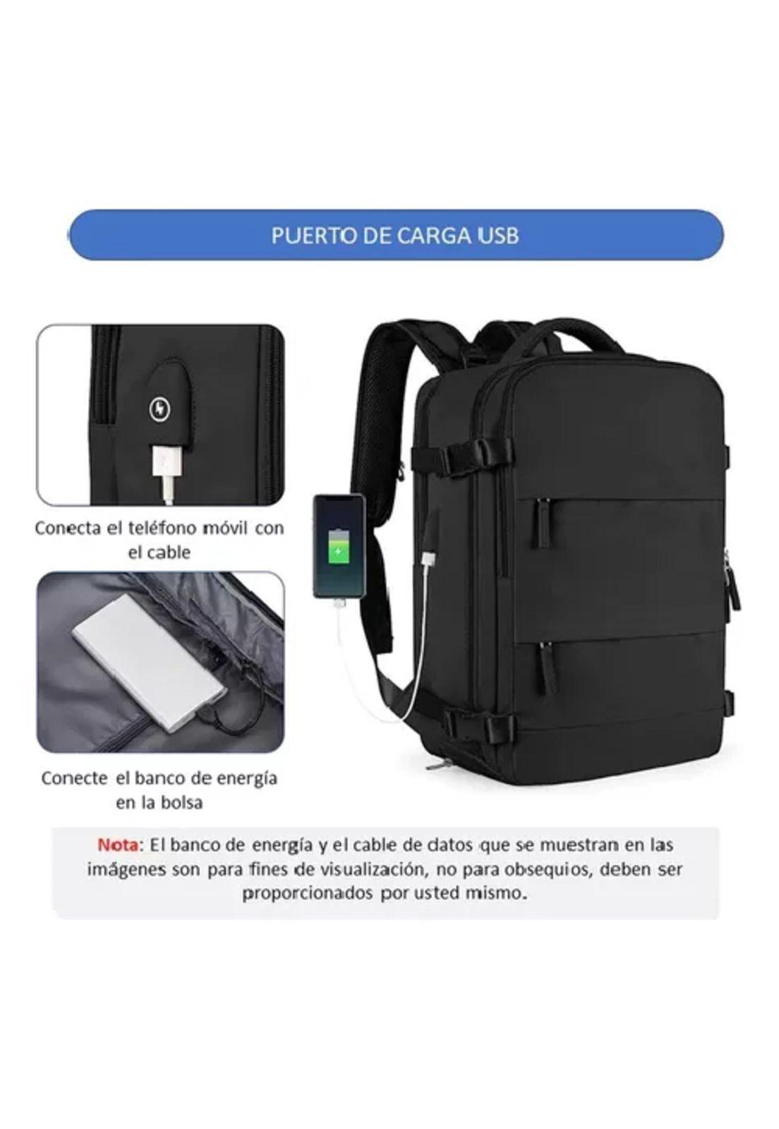 Mochila de viaje de cabina para avión, impermeable con USB, color verde-5
