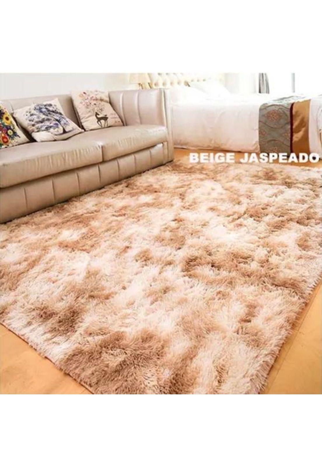 Alfombra Peluda Living Hogar 150x200 cm Beige Jaspeado-0