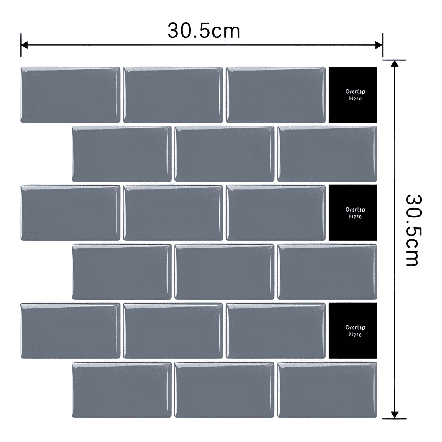Mosaico Autoadhesivo Decorativo 3D - Ladrillo - 30.5 Gris-1