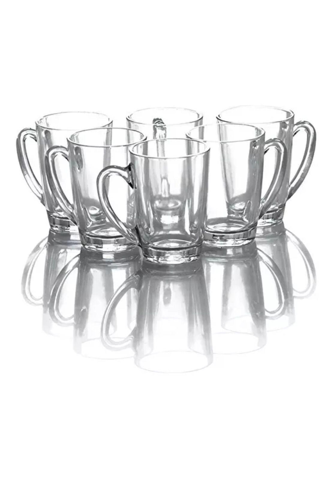 Set de 6 tazas para café con leche, té, capuchino, vidrio, 250 ml, blanco-2