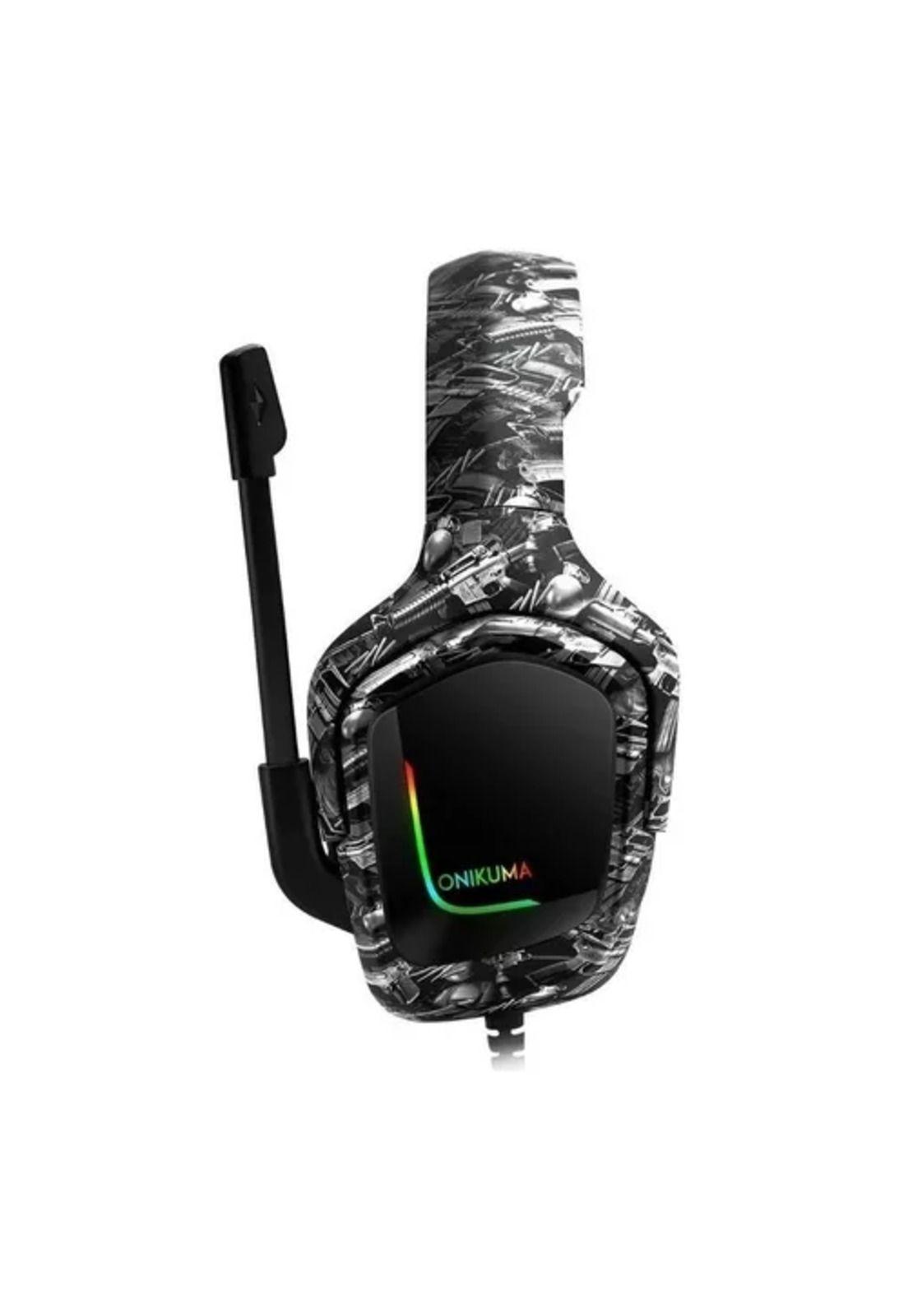 Auriculares gamer Onikuma K20 camuflaje blanco LED gris-2