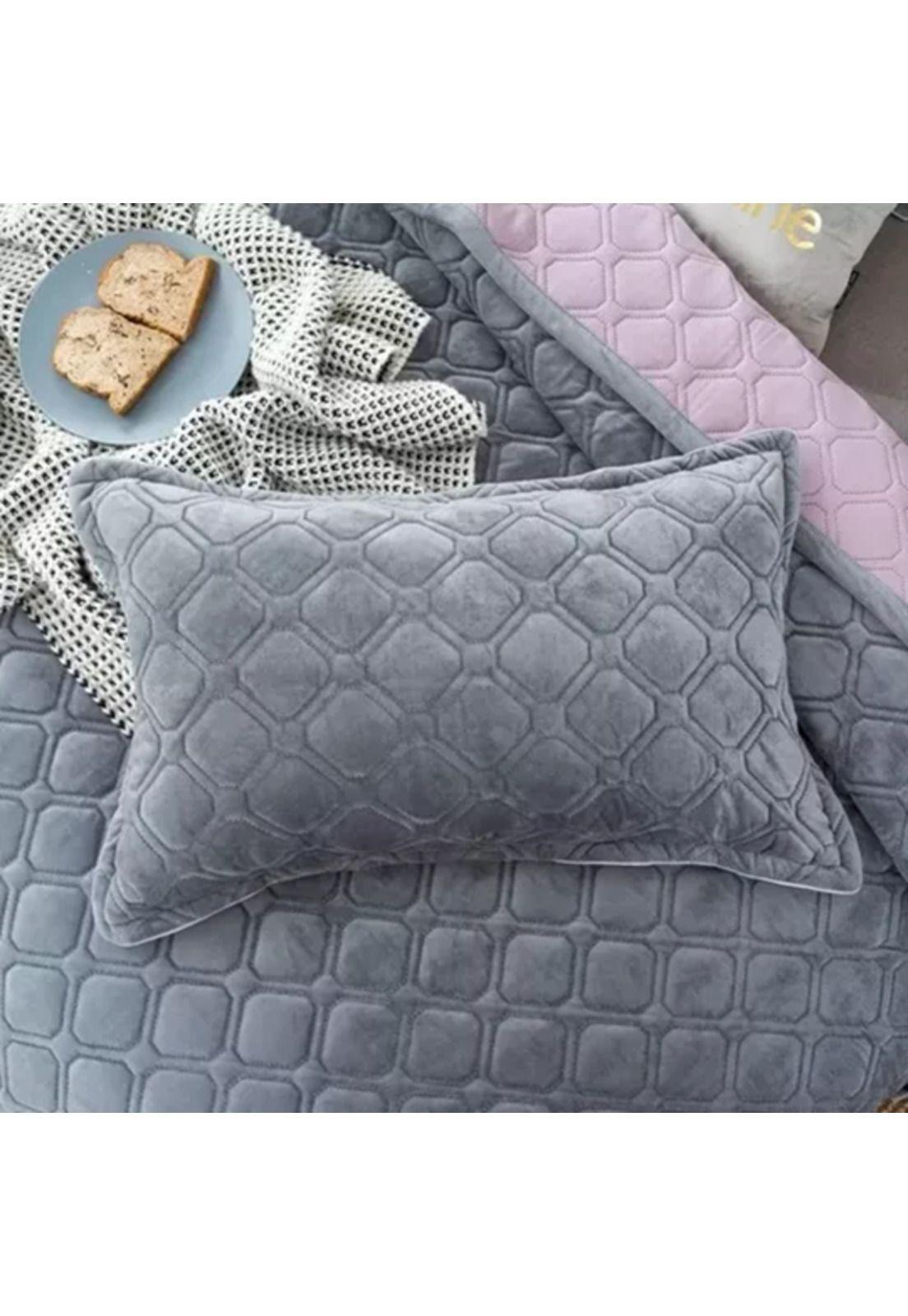 Fundas de almohadas con diseño gamuza 50x75 cm color gris-2