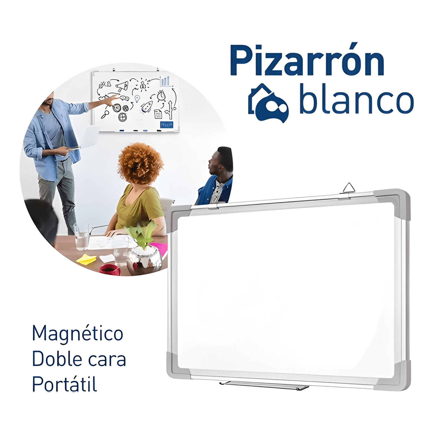 Pizarra acrílica blanca 60 x 90 y set 3 plumones + borrador-4