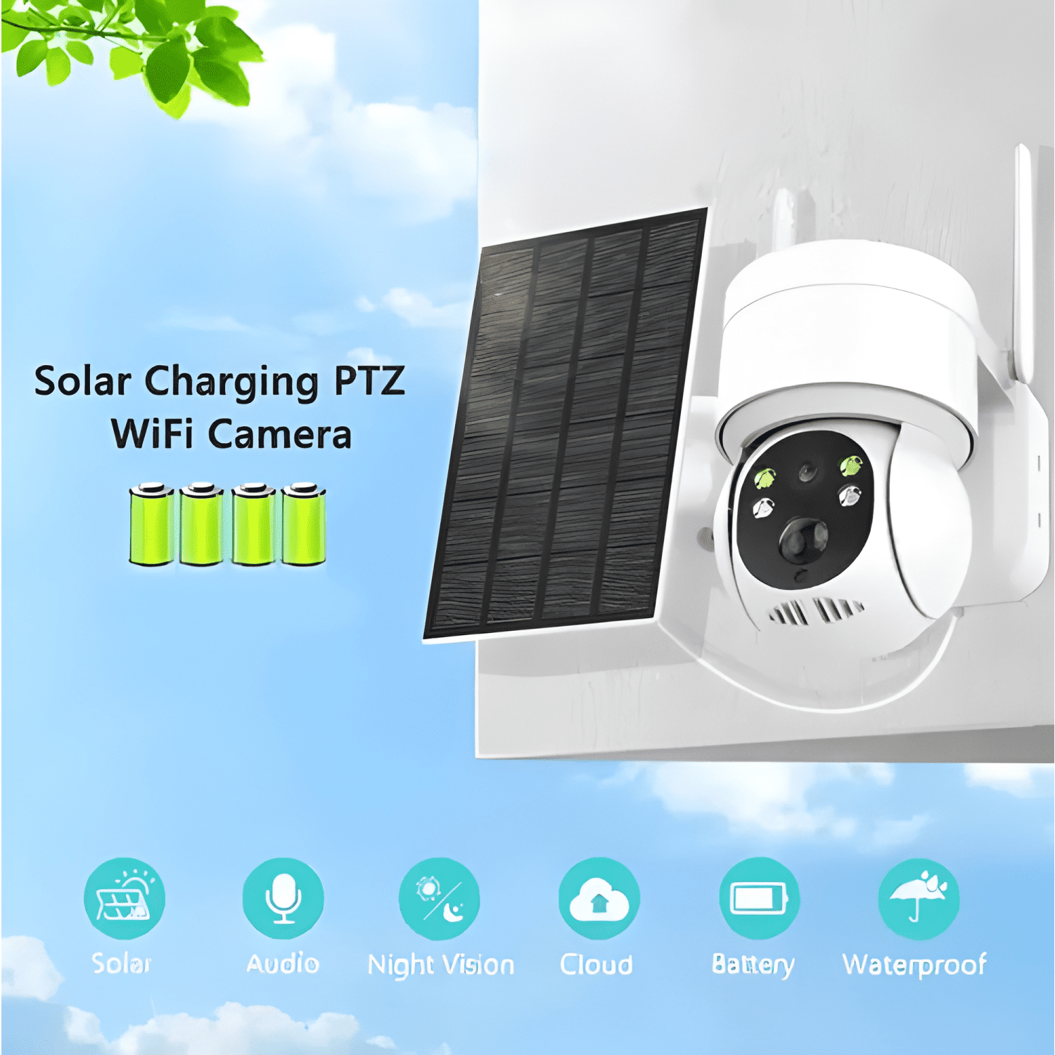 Cámara Solar para Exteriores Ip 1080 Inalámbrica 360 Blanco-2