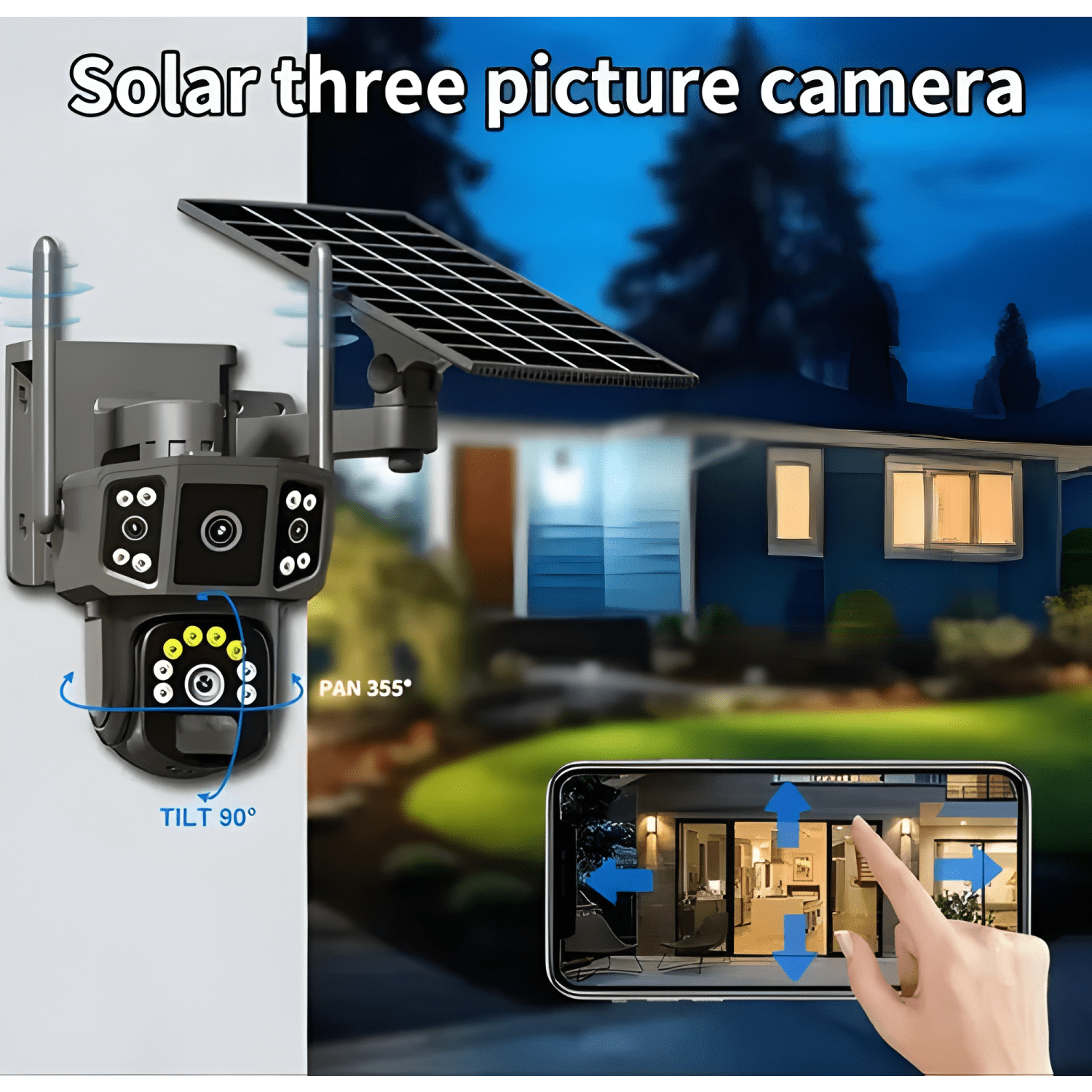 Cámara Seguridad Solar Wifi Inalambrica Lente Dual4k V380pro-4