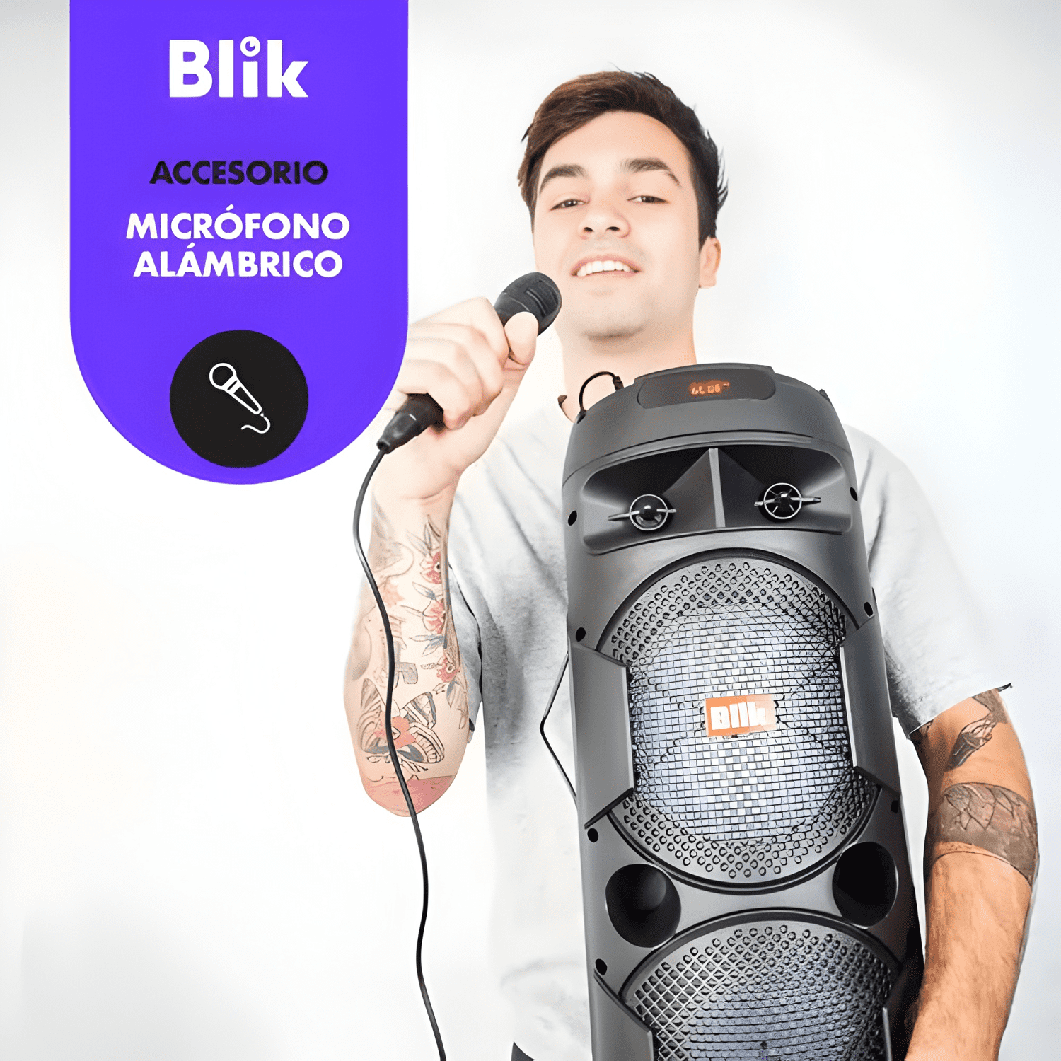Parlante bluetooth karaoke micrófono screamer3 potencia #9-4