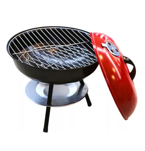 Asador Portátil De Carbón Con Tapa Parrilla Acero 36cm Ancho-2