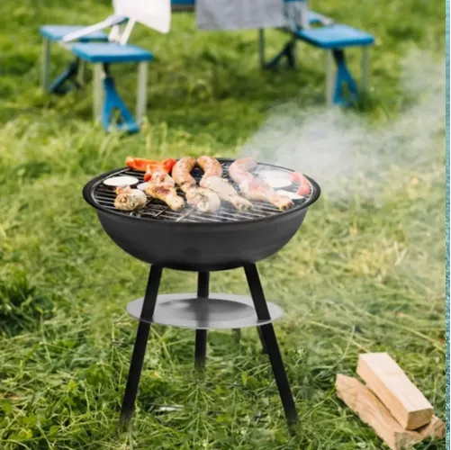 Asador Portátil De Carbón Con Tapa Parrilla Acero 36cm Ancho-4
