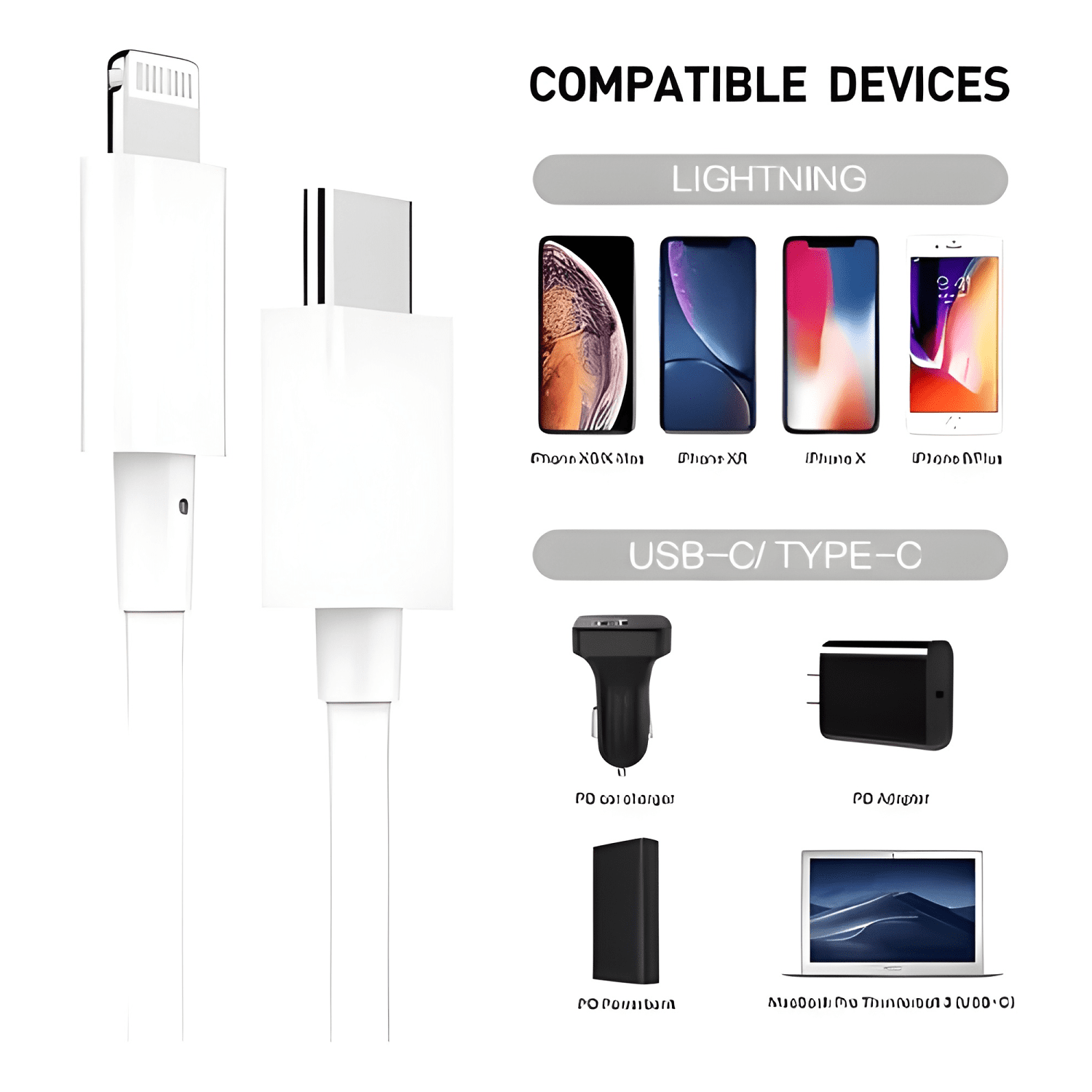 Cable de carga USB tipo c a lightning para iphone 2 metros-4