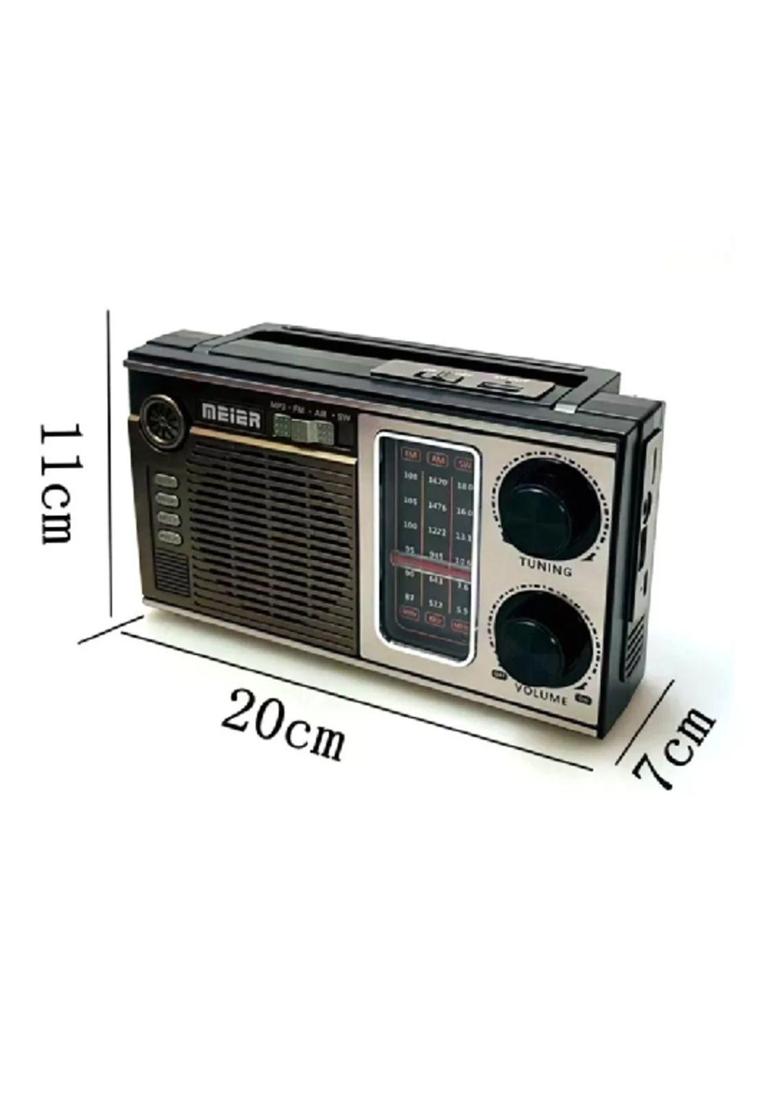 Radio vintage estilo antiguo, panel solar + luz + aux + USB, marrón-5