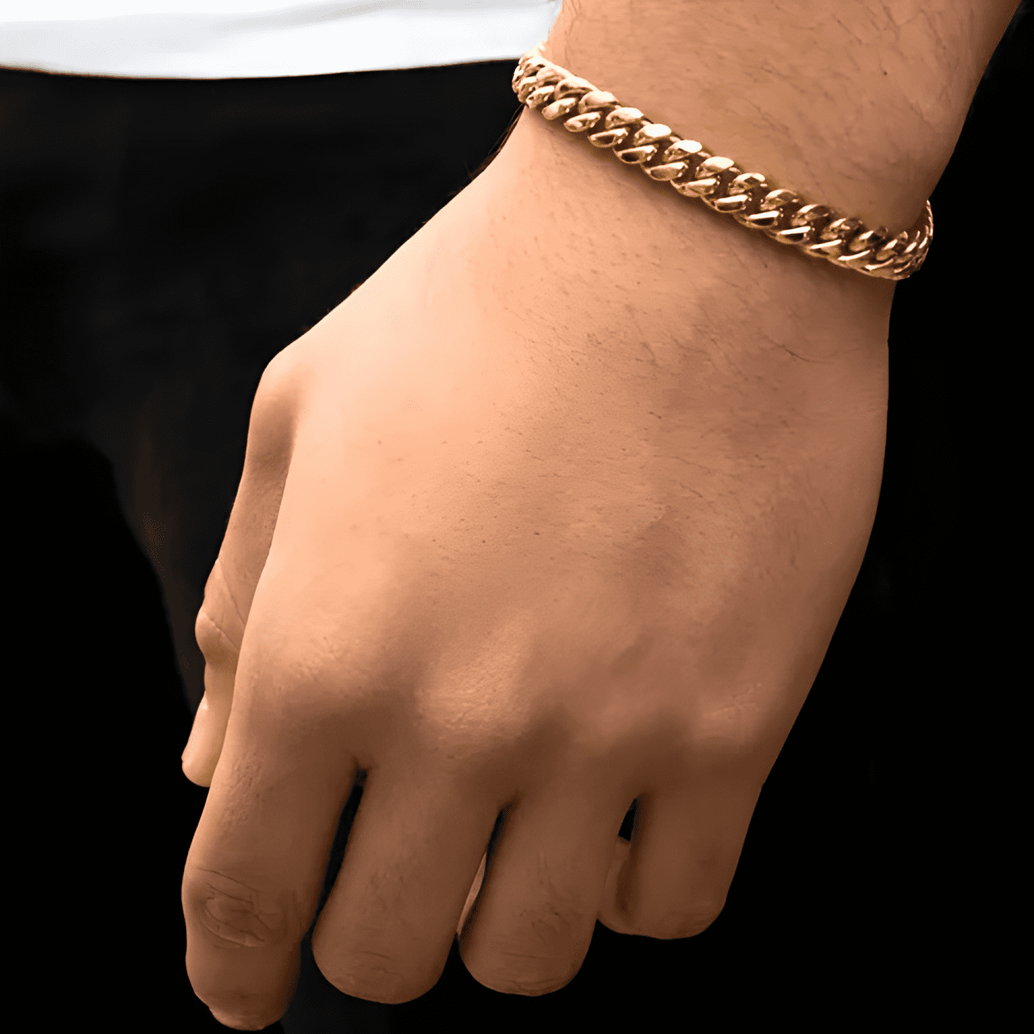 Pulsera cuban oro 8mm largo 20 CM-3