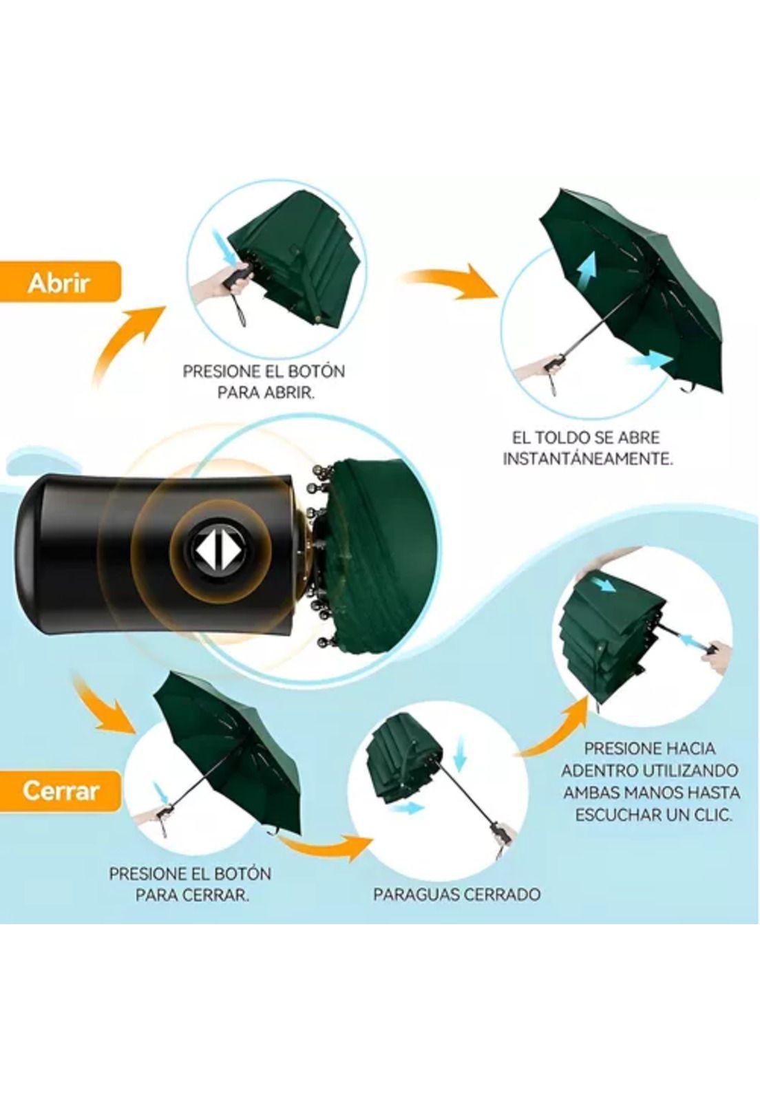 Paraguas lluvia plegable automatico varillas color verde-2