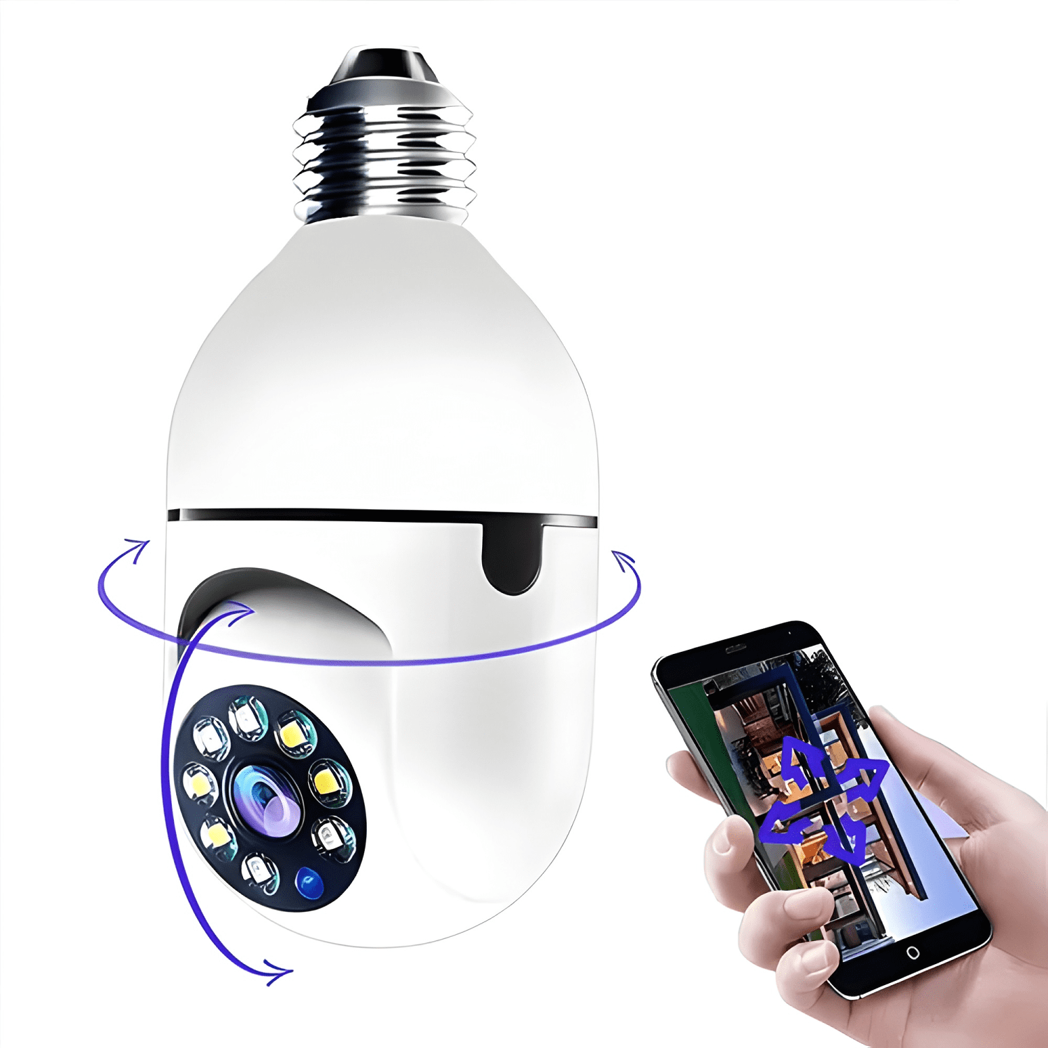 Camara Ip de Seguridad Ampolleta Motorizada 360° E27 Blanco-4