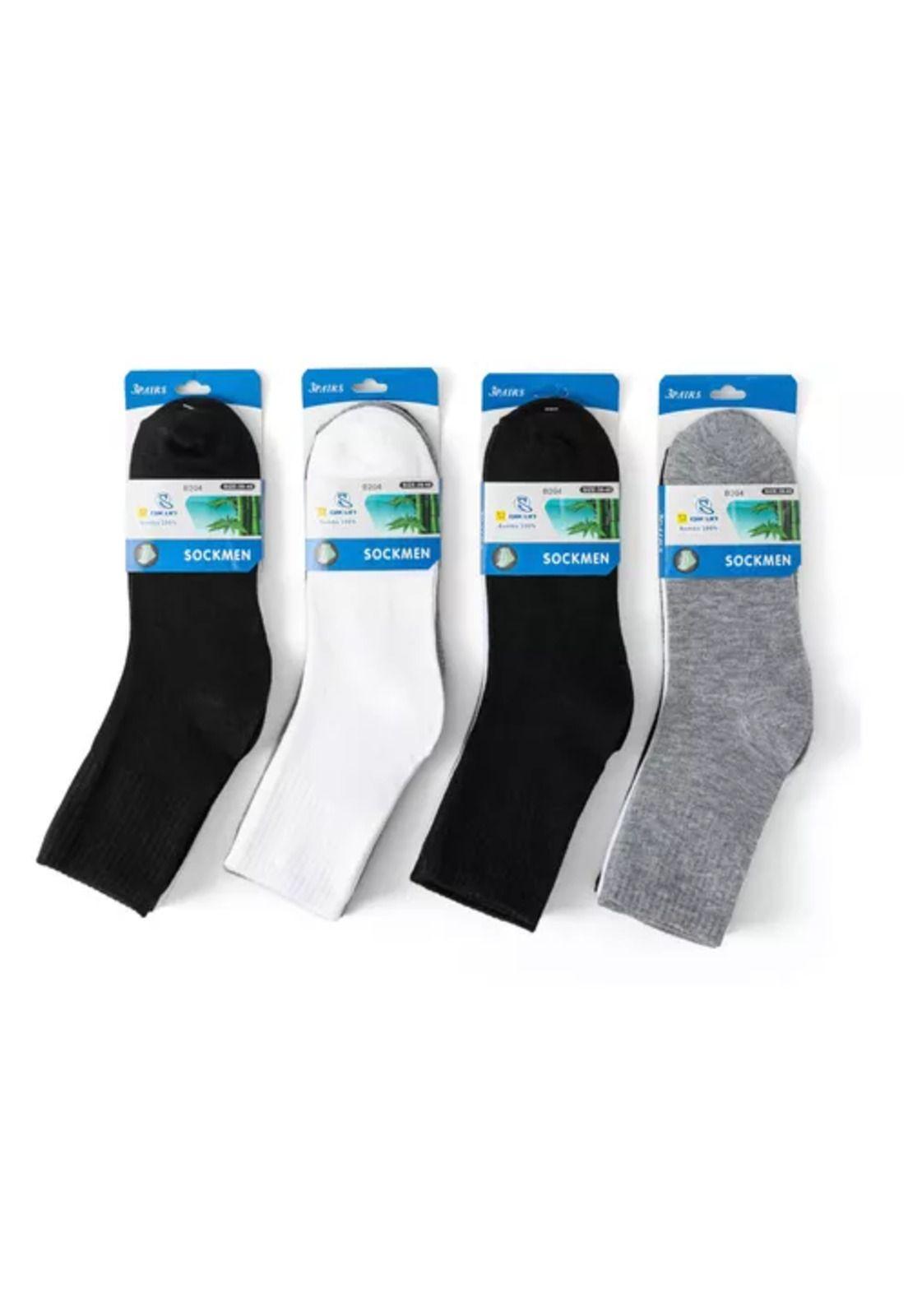 Pack de 12 calcetines largos de bambú para hombre, lisos, deportivos, multicolor-4