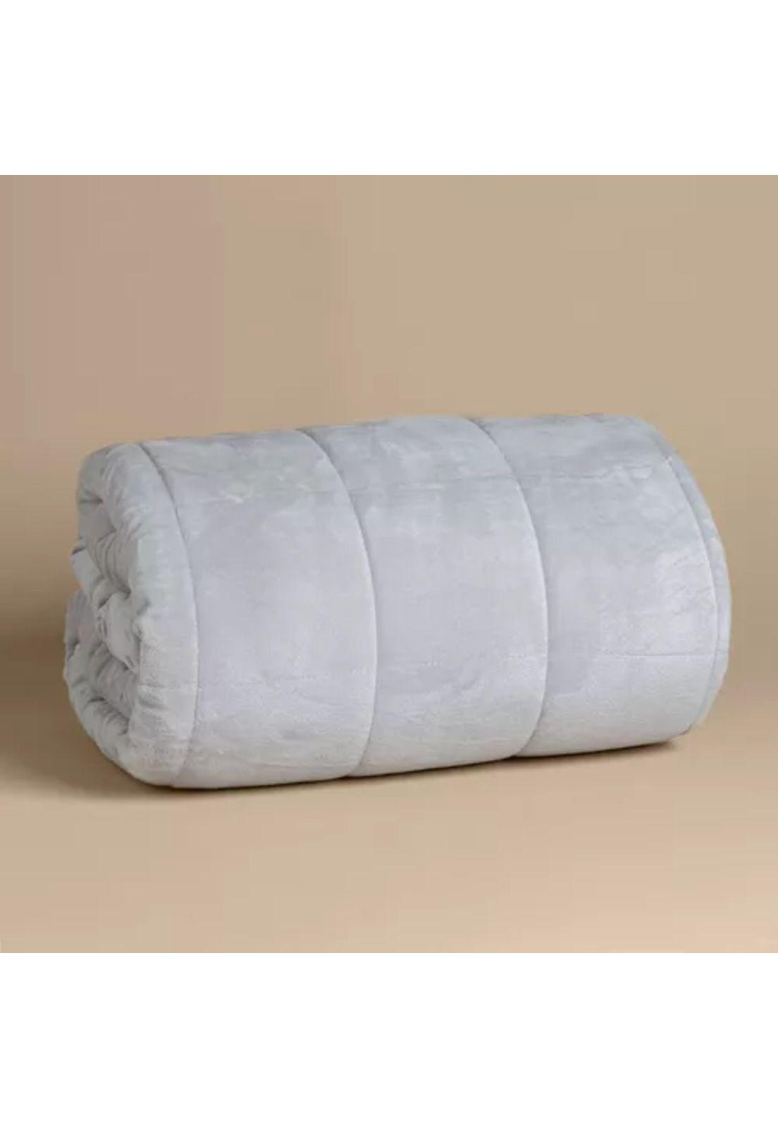 Cubrecama quilt chiporro sherpa king reversible, color gris-7