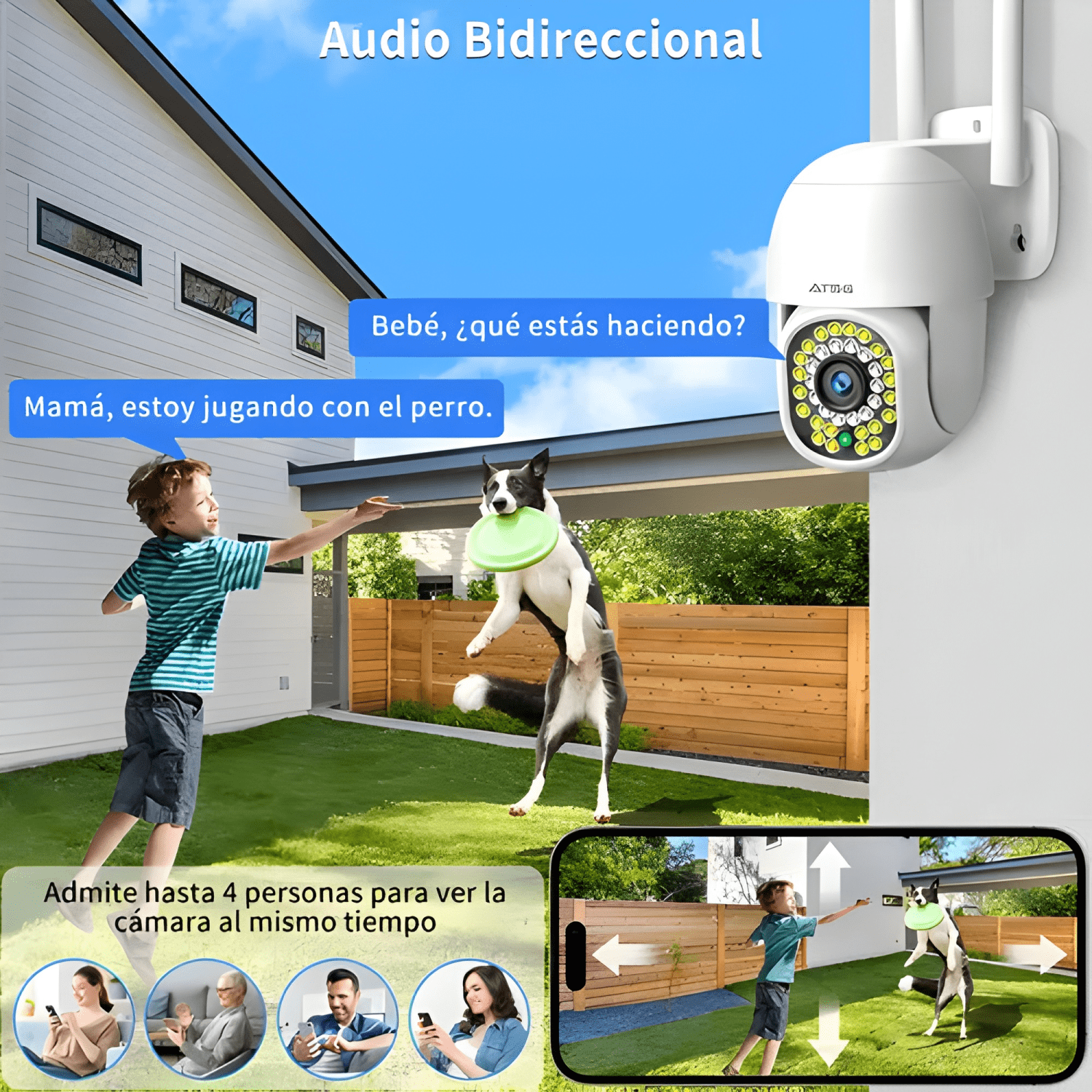 Atsg® 5/2.4g Cámara de Seguridad 34 Leds Hd Exterior Wifi6-2