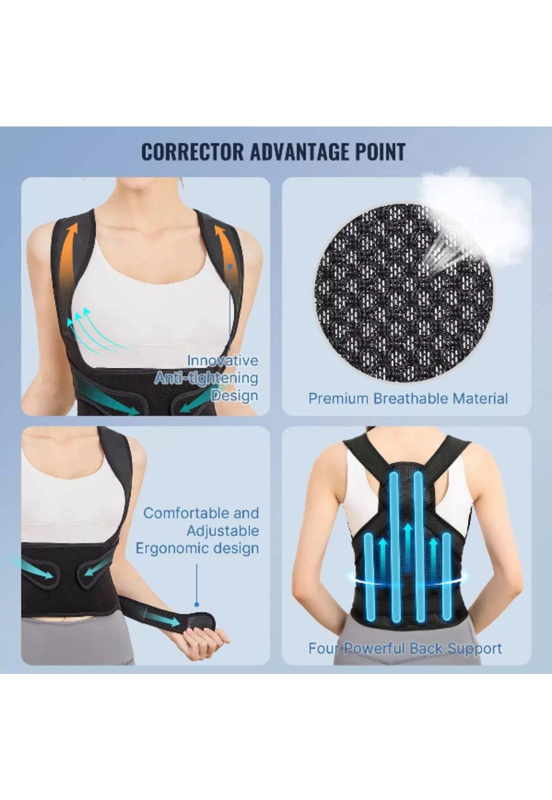 Corrector de Postura Espalda Ajustable para Hombre y Mujer Negro-3