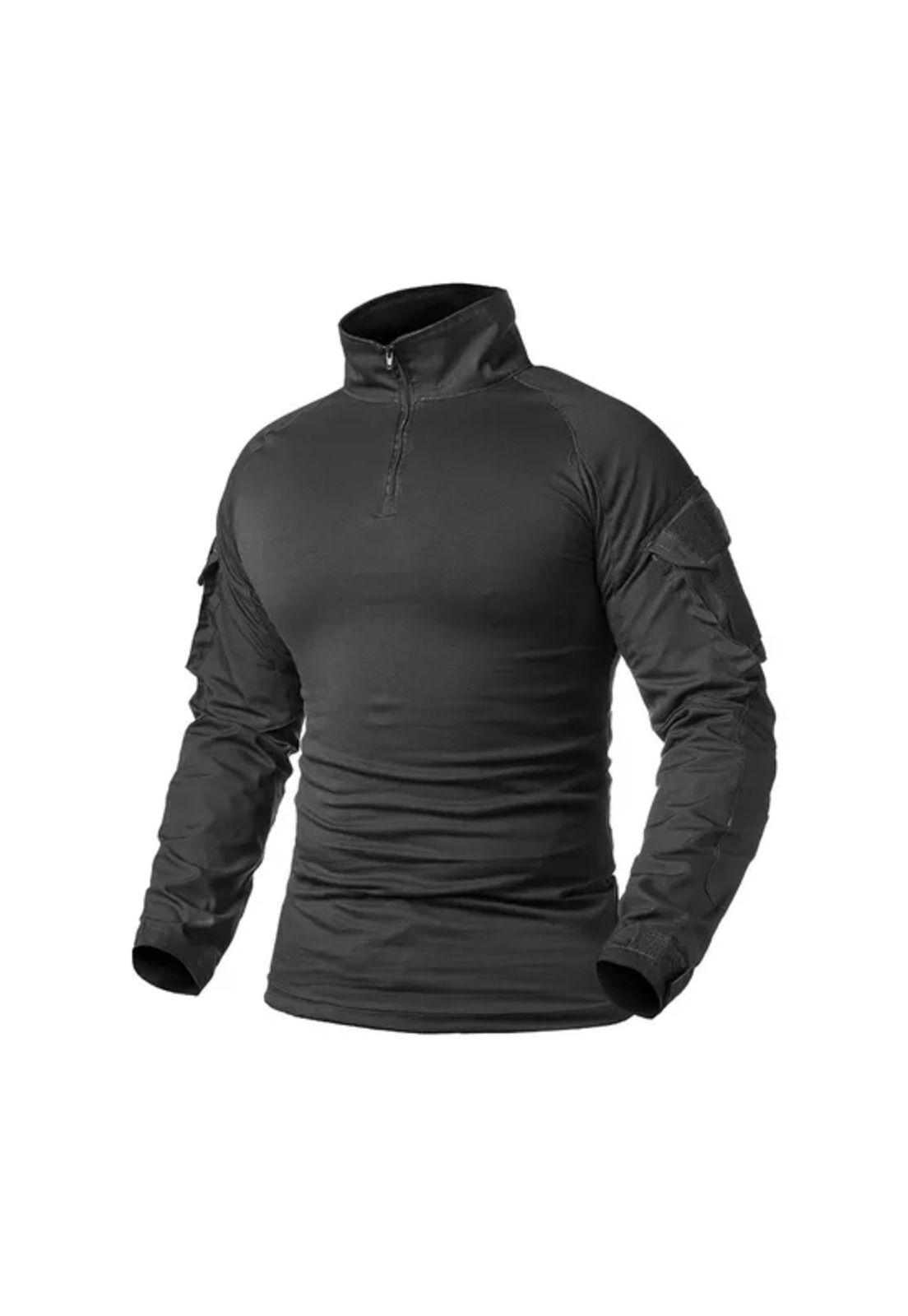 Polera Táctica Combat Shirt Militar Airsoft, Color Negro, Talla S-0